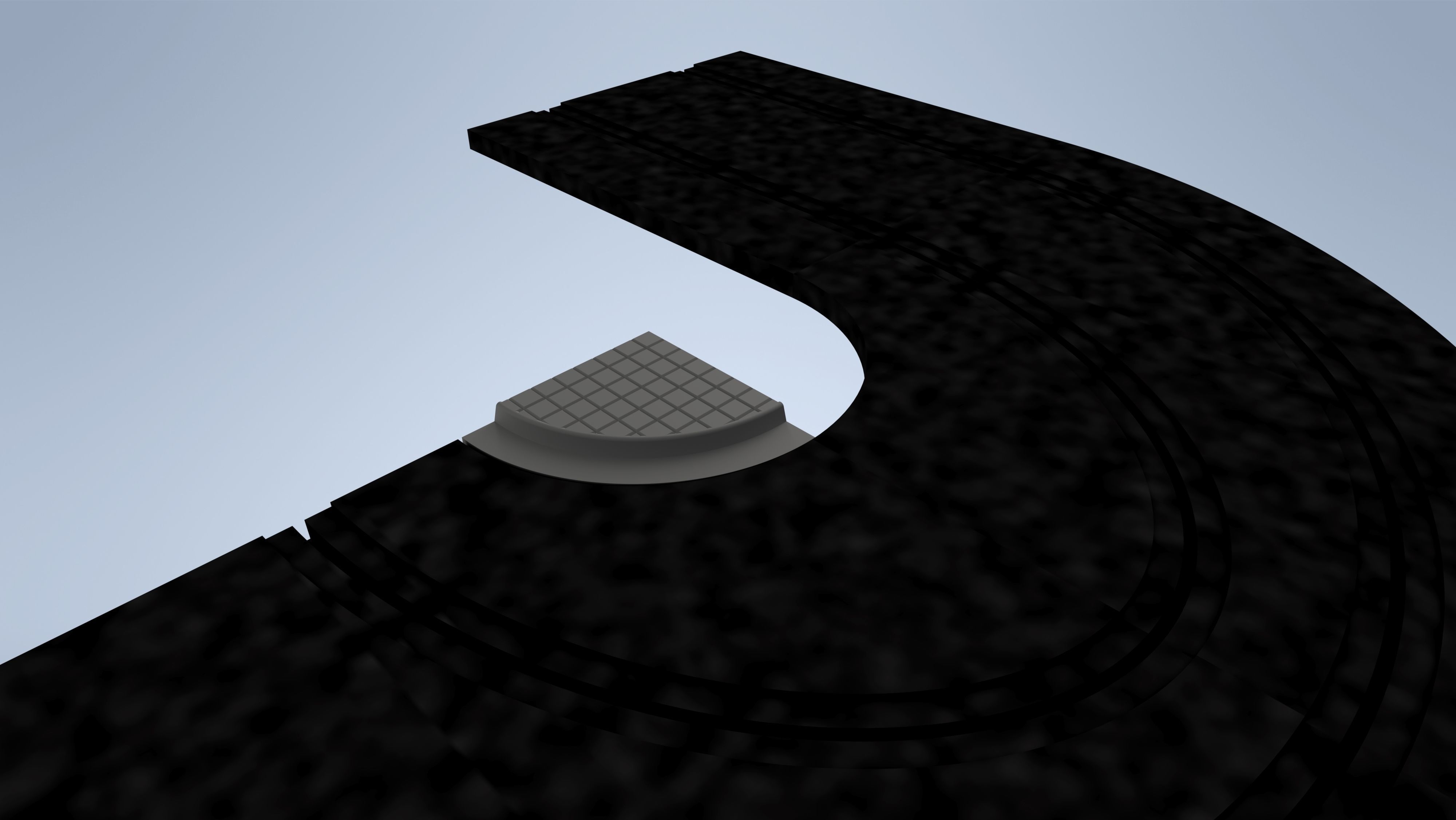 Scalextric Compatible R1 Pavement With Curb for City or Urban 3D print model_3