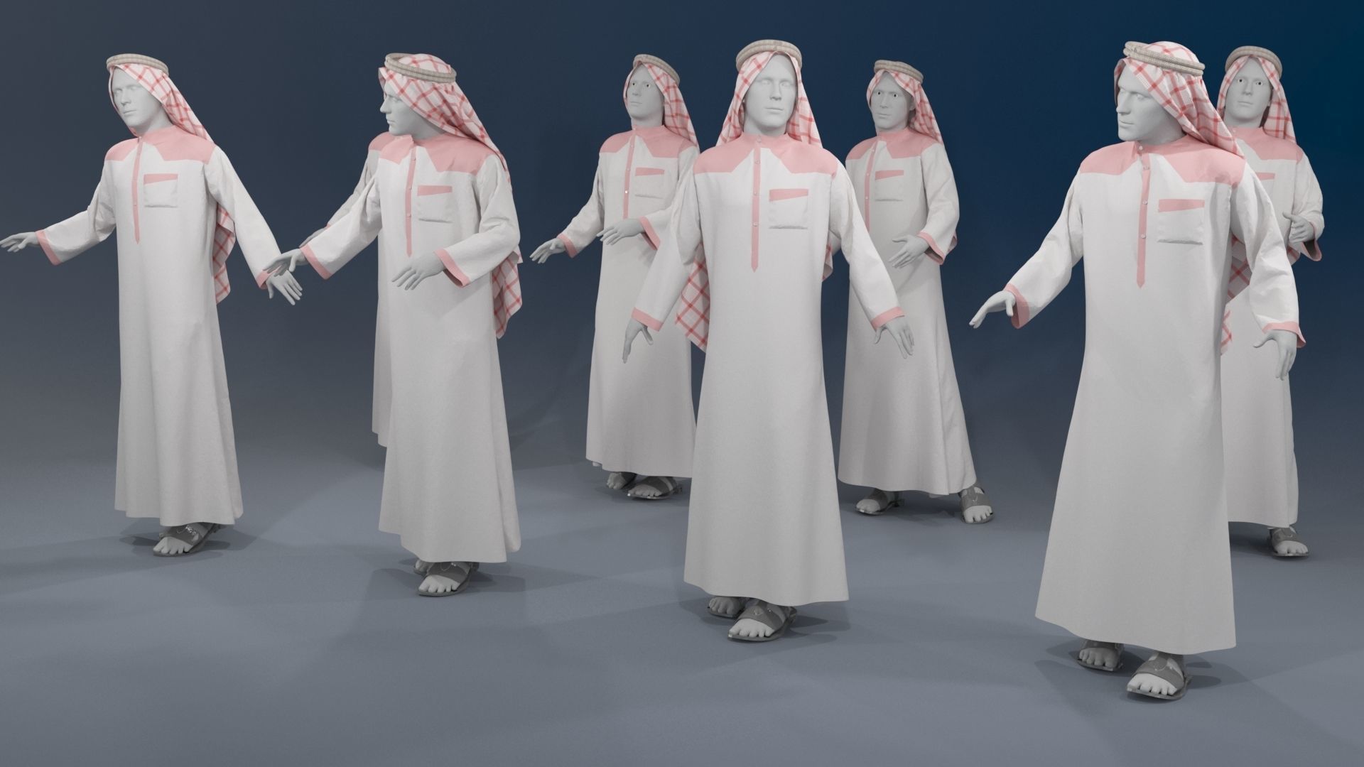 Men mannequin arabic 4 x different models 32 poses 3D model_2
