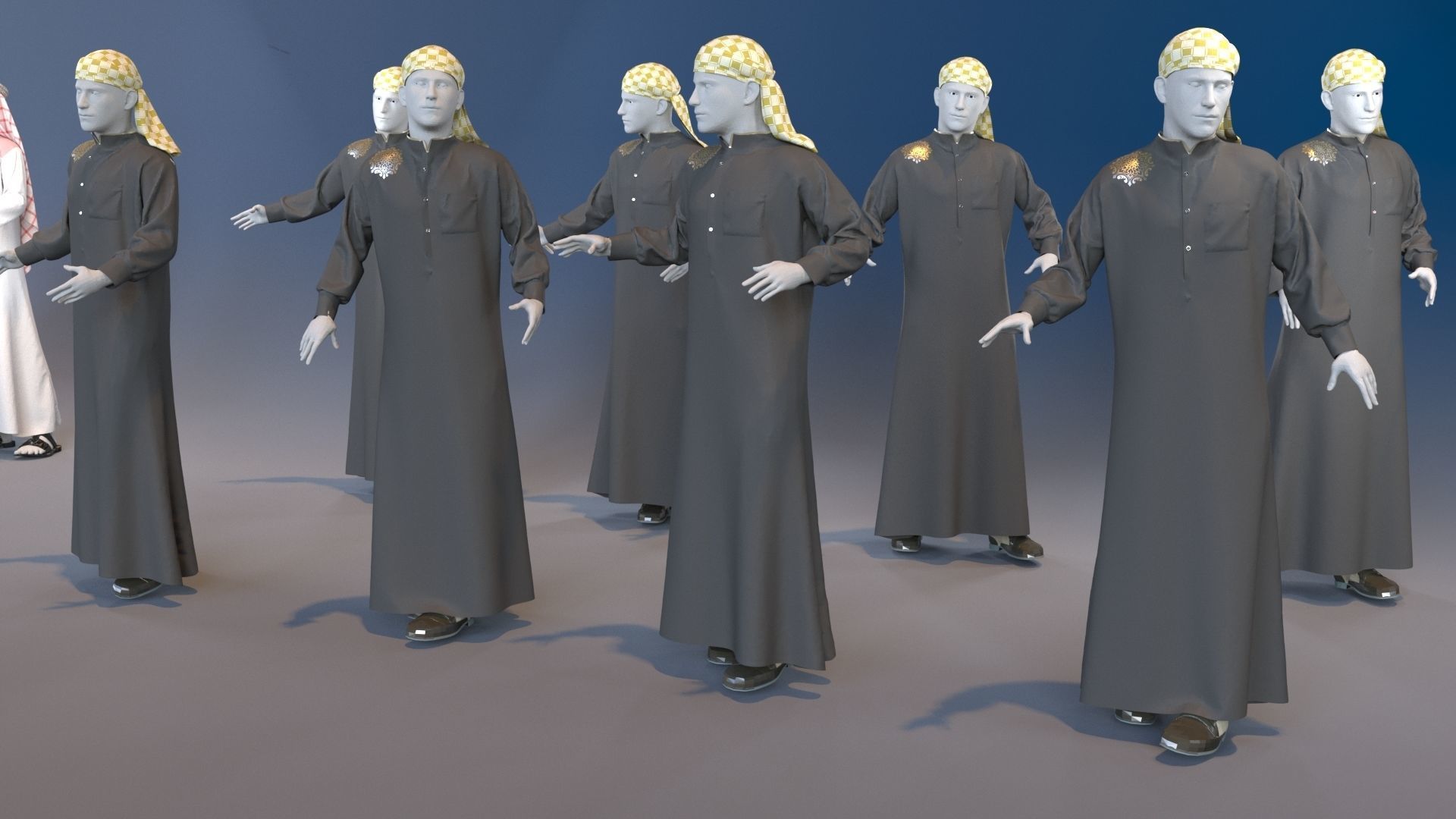 Men mannequin arabic 4 x different models 32 poses 3D model_14