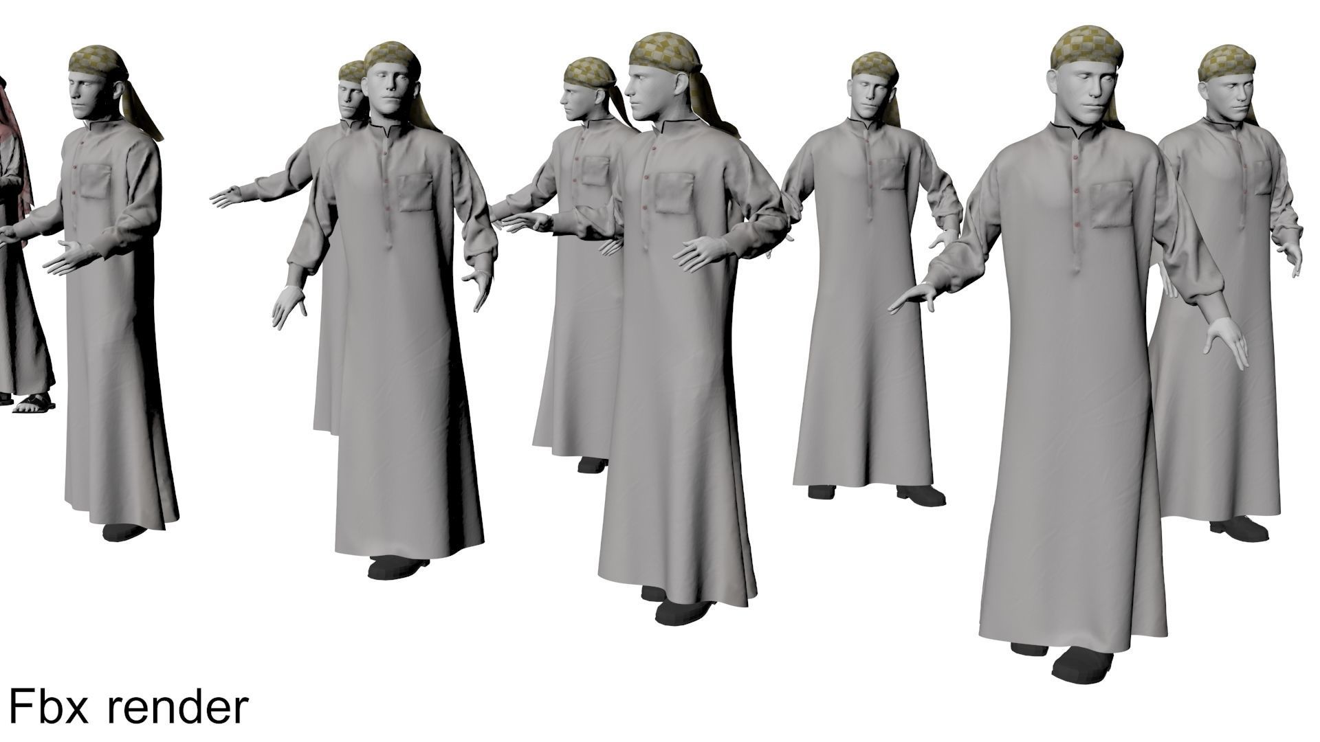 Men mannequin arabic 4 x different models 32 poses 3D model_17