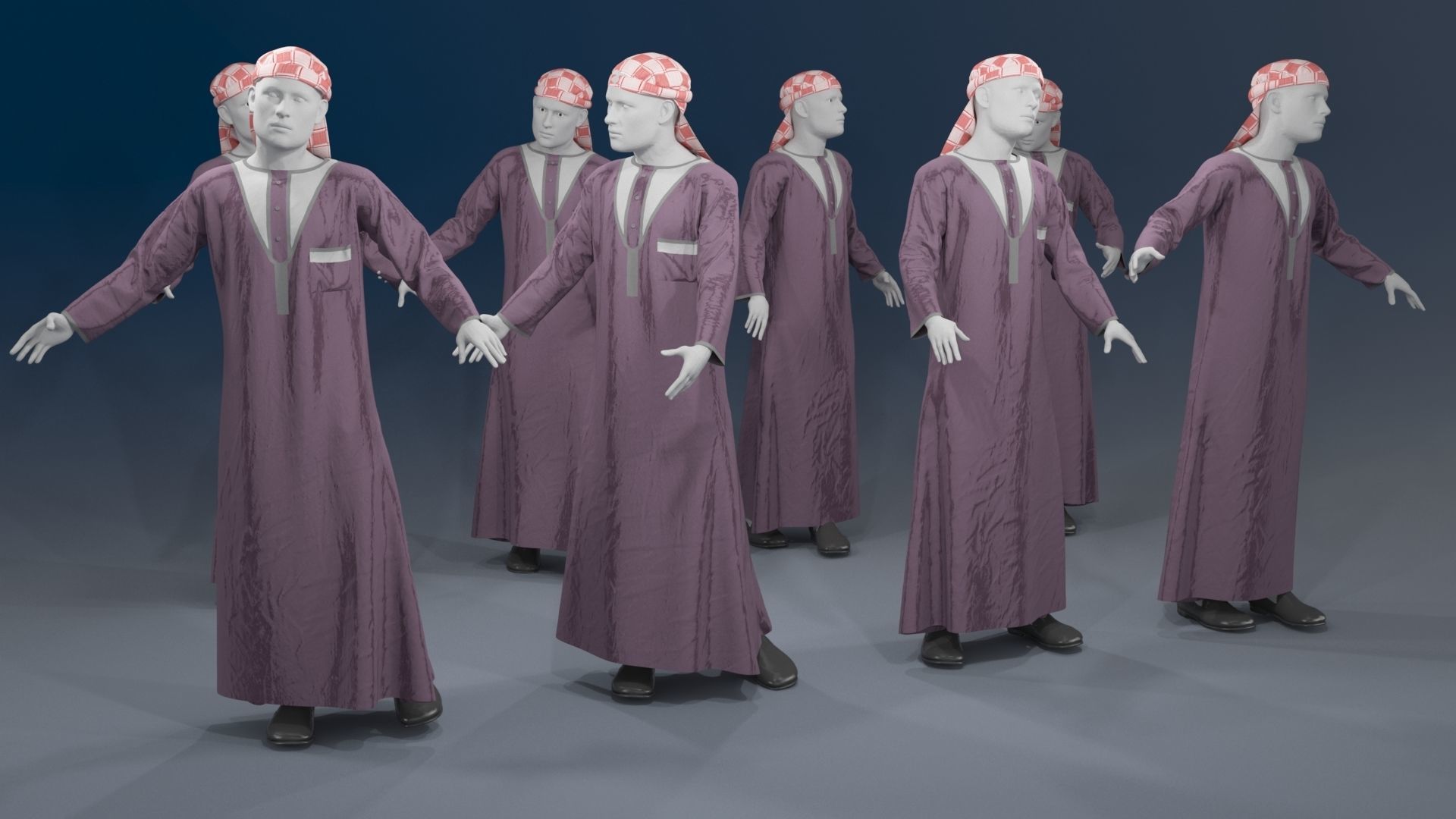 Men mannequin arabic 4 x different models 32 poses 3D model_11
