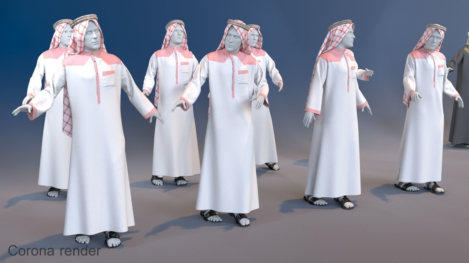 Men mannequin arabic 4 x different models 32 poses 3D model_13