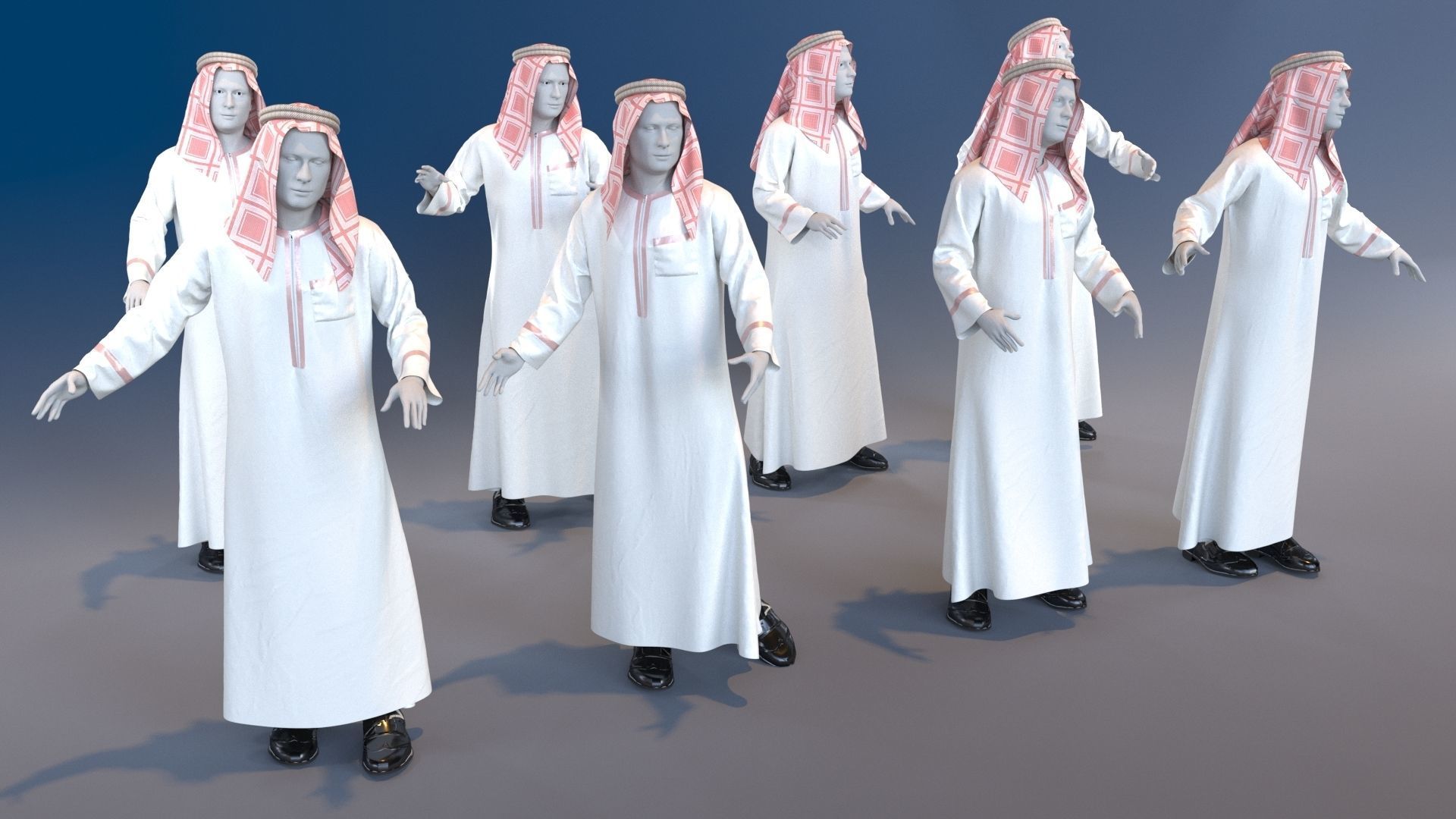 Men mannequin arabic 4 x different models 32 poses 3D model_15