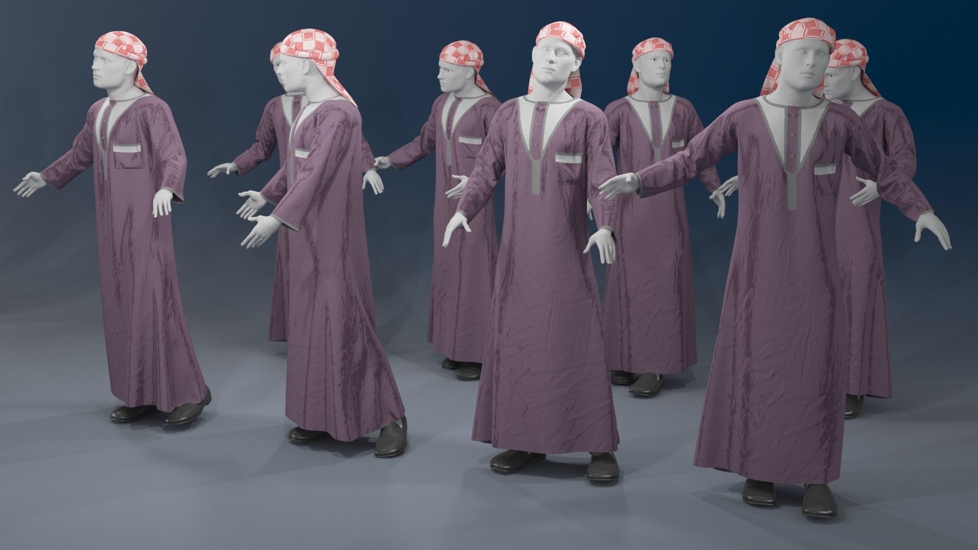 Men mannequin arabic 4 x different models 32 poses 3D model_10