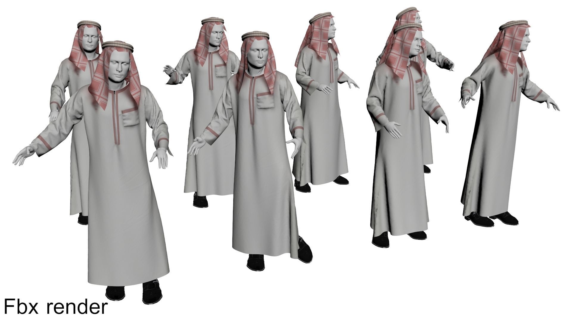 Men mannequin arabic 4 x different models 32 poses 3D model_18