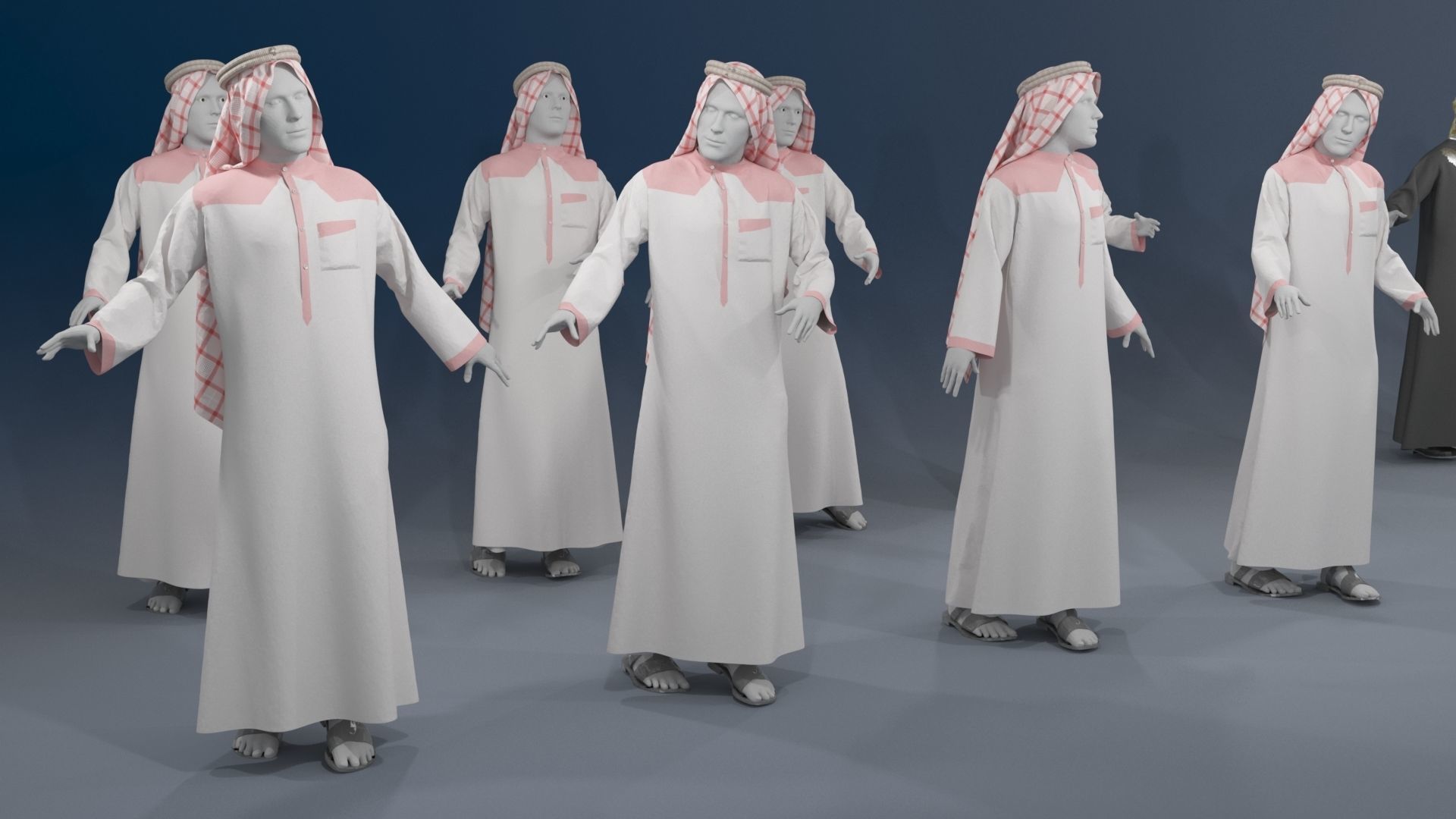 Men mannequin arabic 4 x different models 32 poses 3D model_1