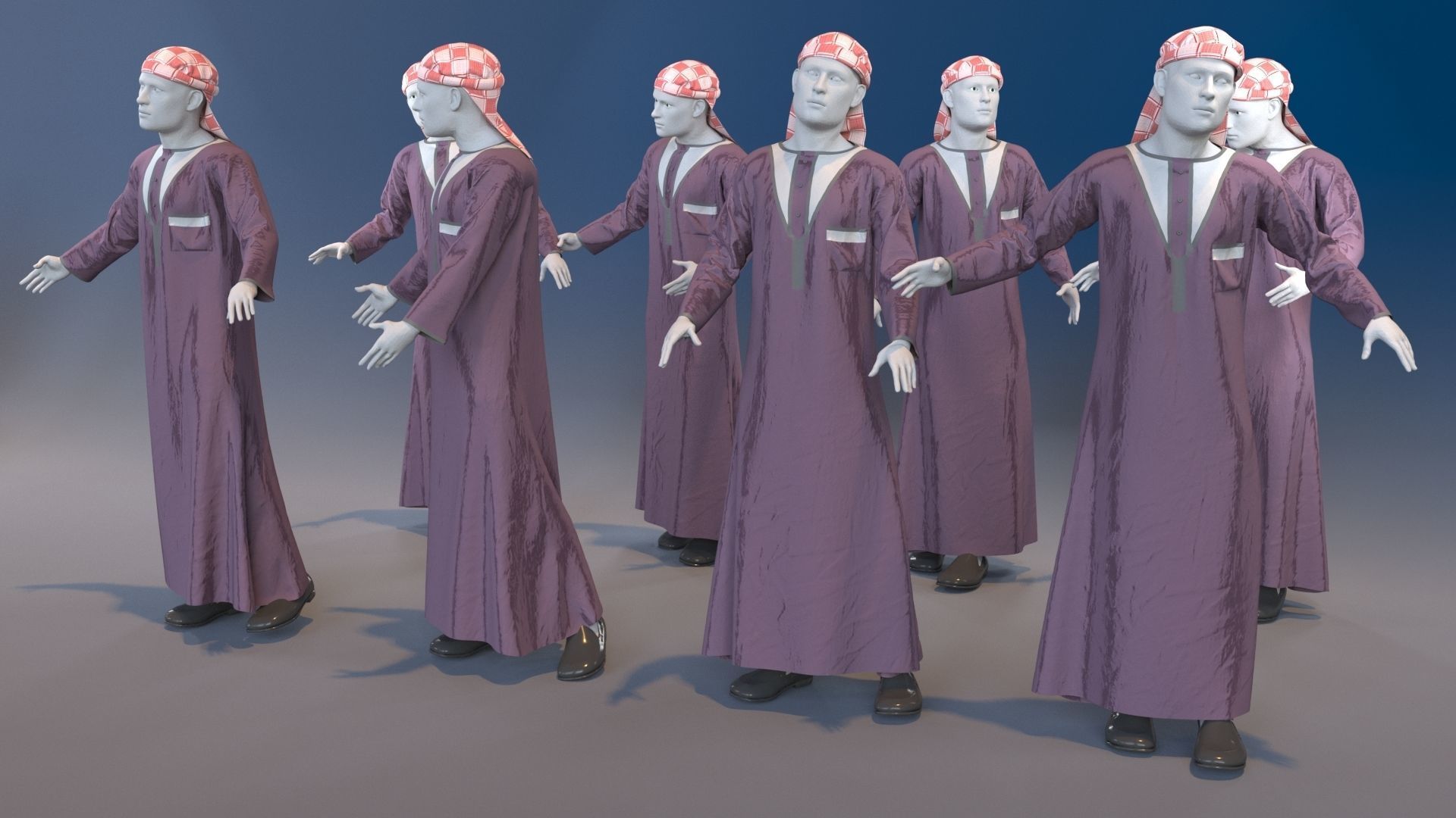 Men mannequin arabic 4 x different models 32 poses 3D model_16