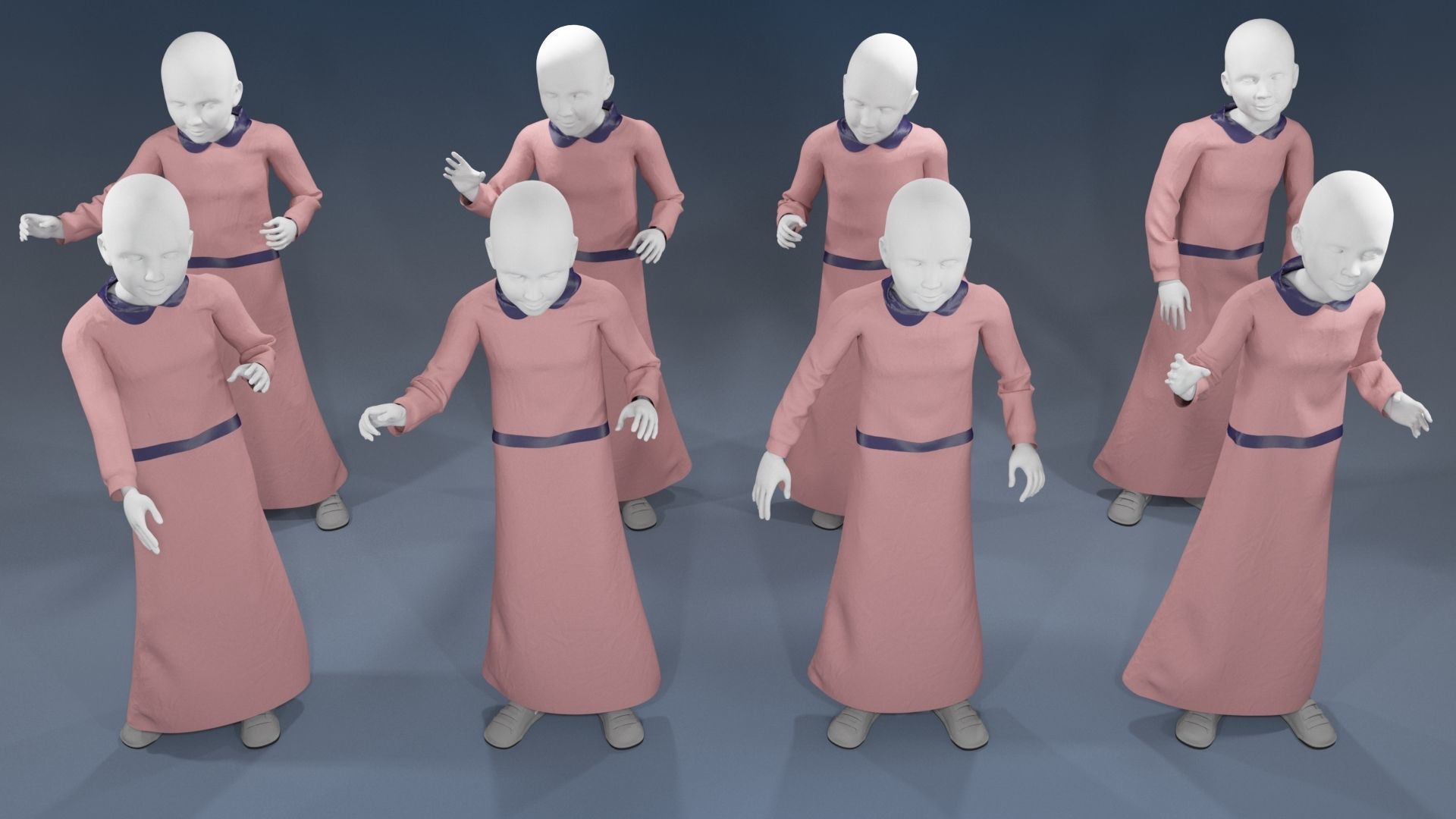 Girl mannequin arabic 4 x different models 32 poses 3D model_16