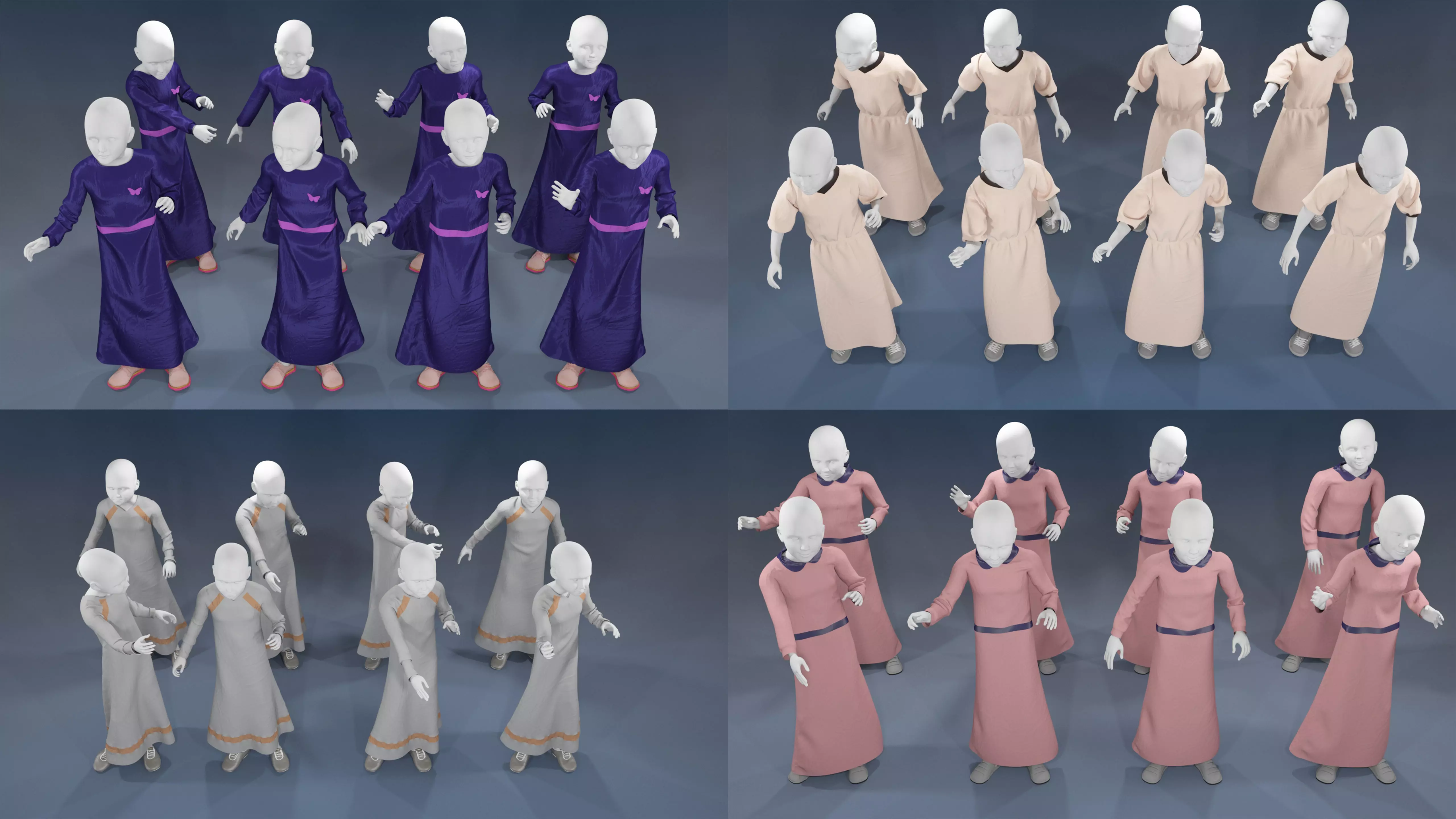 Girl mannequin arabic 4 x different models 32 poses 3D model_0