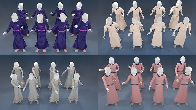 Girl mannequin arabic 4 x different models 32 poses 3D model
