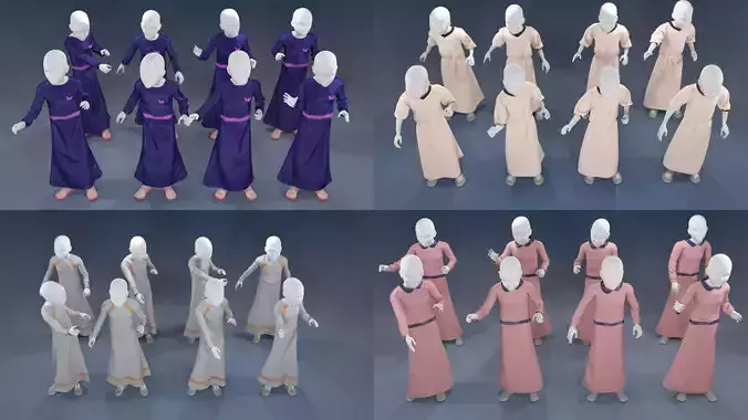 Girl mannequin arabic 4 x different models 32 poses 3D model