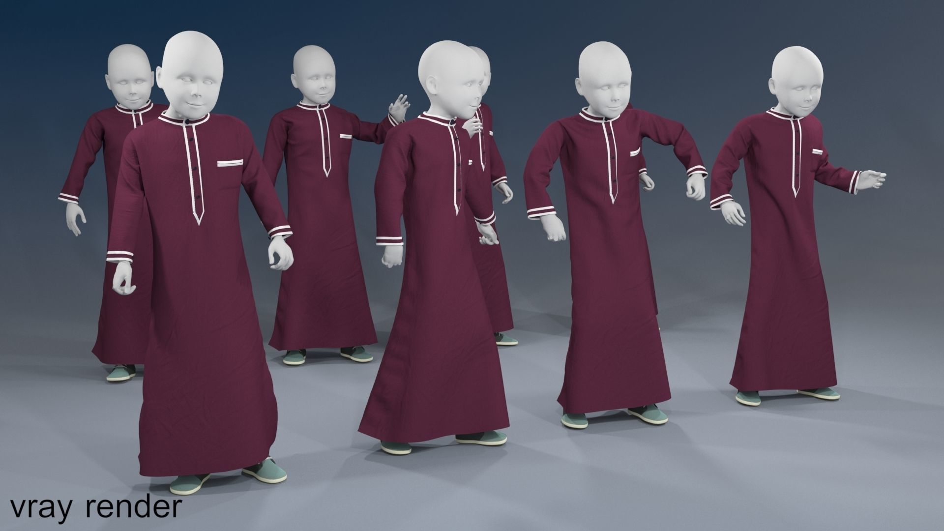 Boy mannequin arabic 4 x different models 32 poses 3D model_10