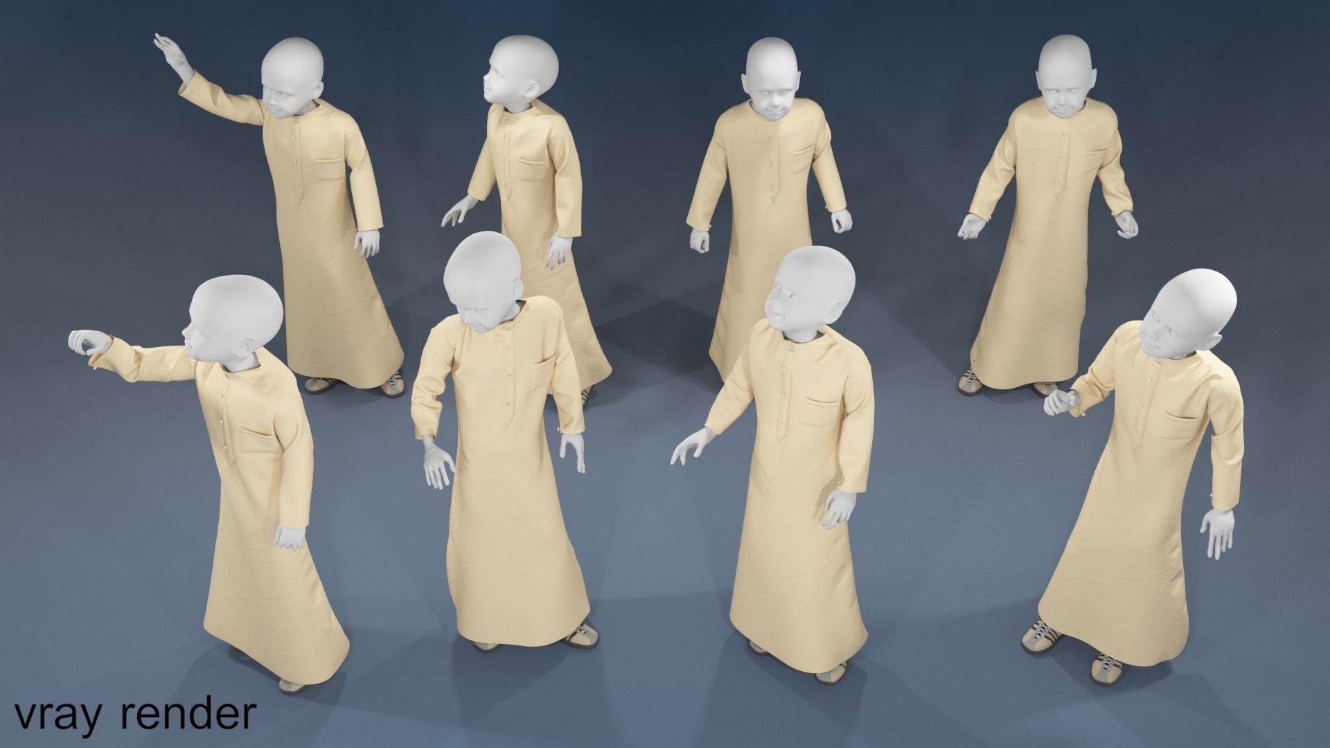 Boy mannequin arabic 4 x different models 32 poses 3D model_8