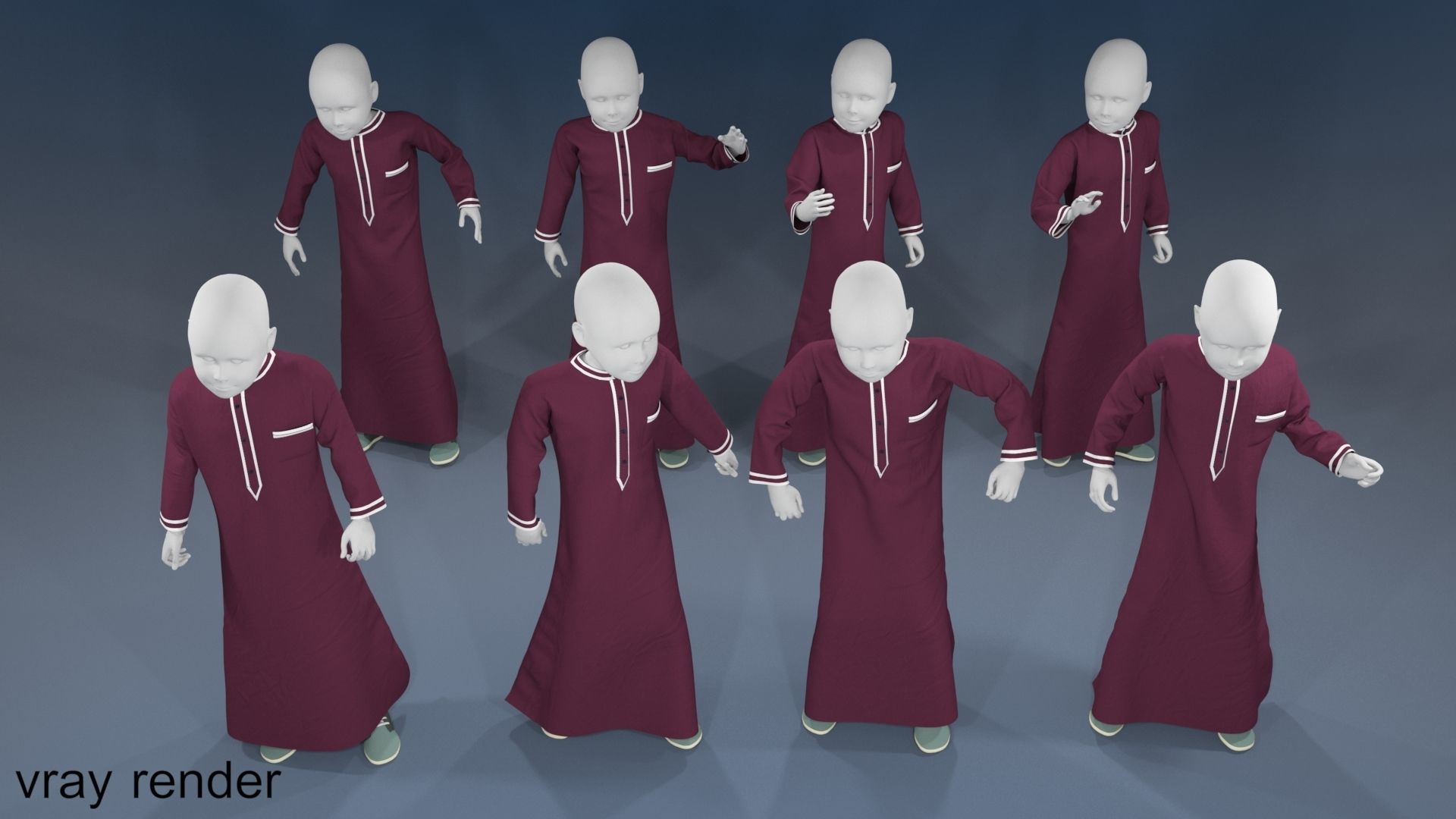 Boy mannequin arabic 4 x different models 32 poses 3D model_12
