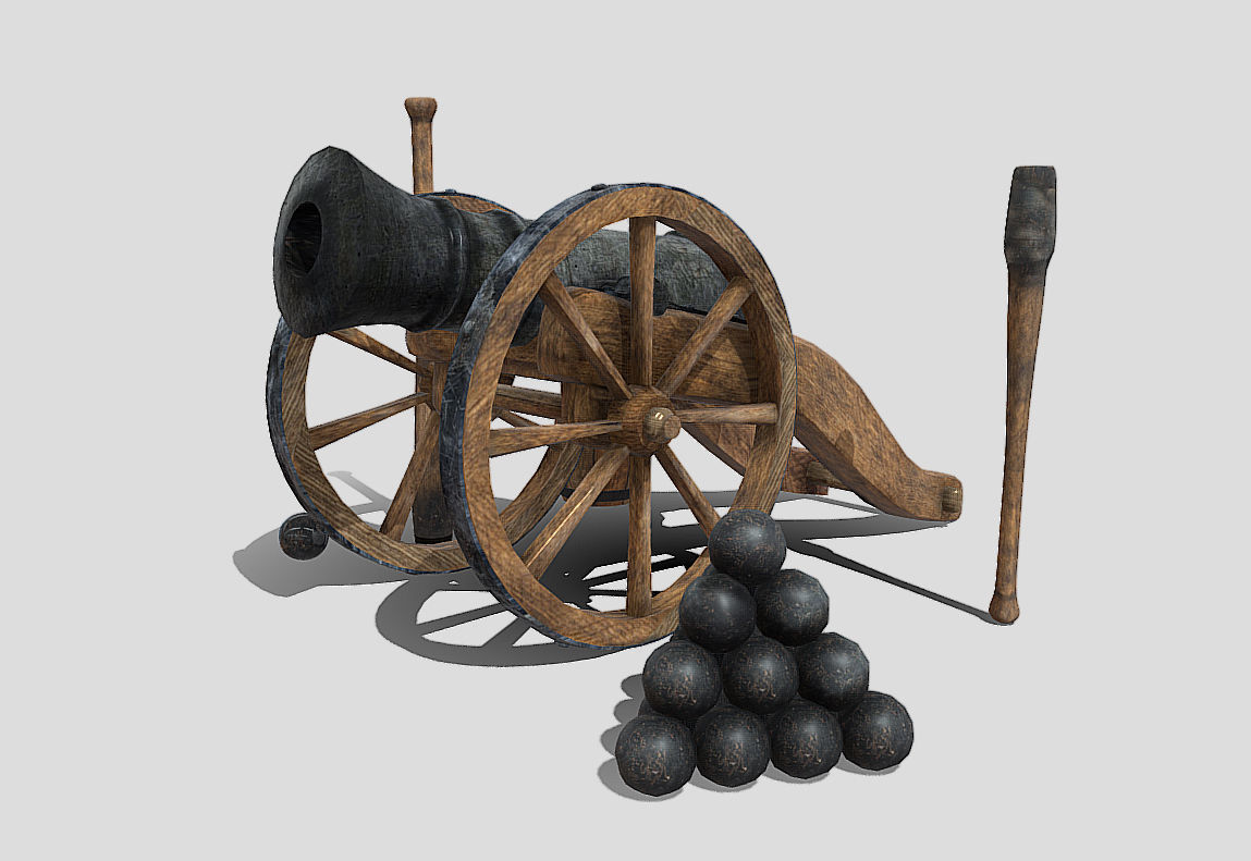 Old Iron Cannon Low-poly 3D model_9