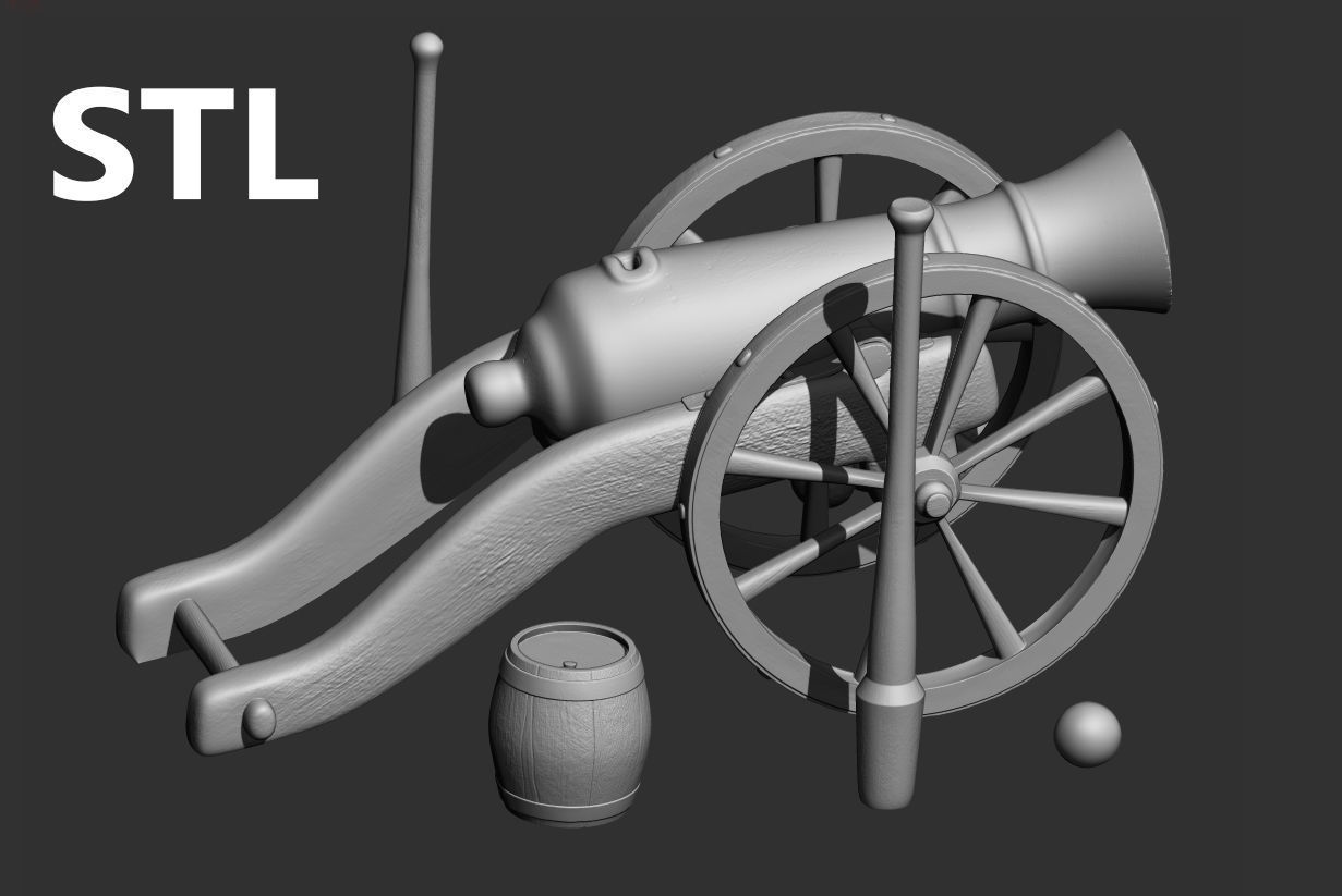 Old Iron Cannon Low-poly 3D model_12