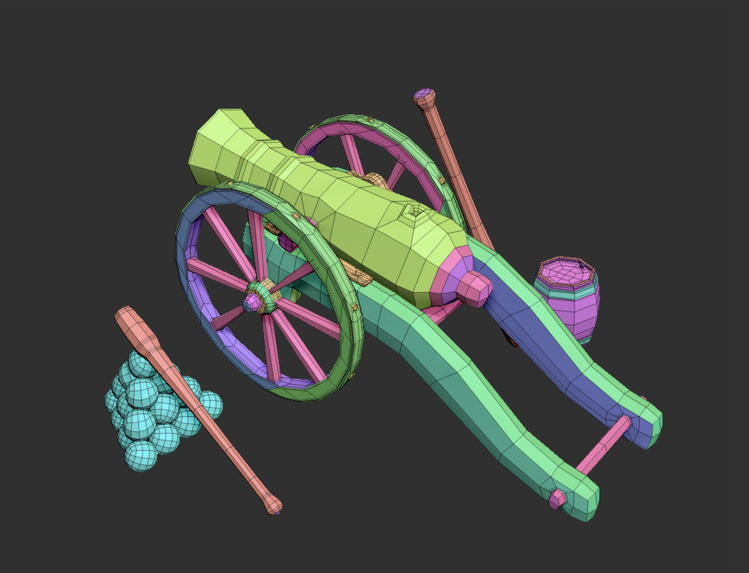 Old Iron Cannon Low-poly 3D model_10