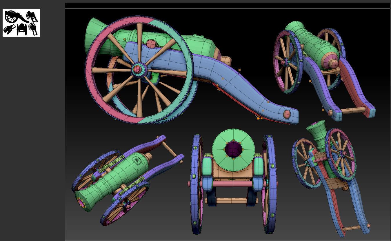 Old Iron Cannon Low-poly 3D model_16