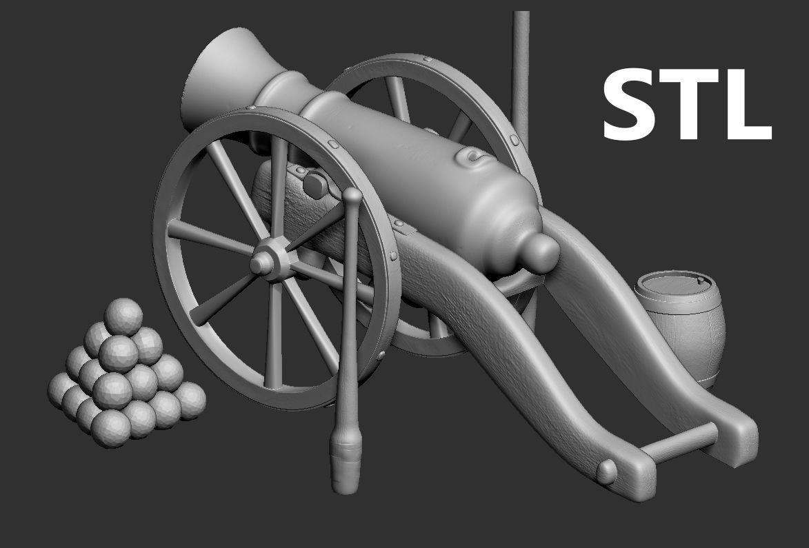 Old Iron Cannon Low-poly 3D model_11