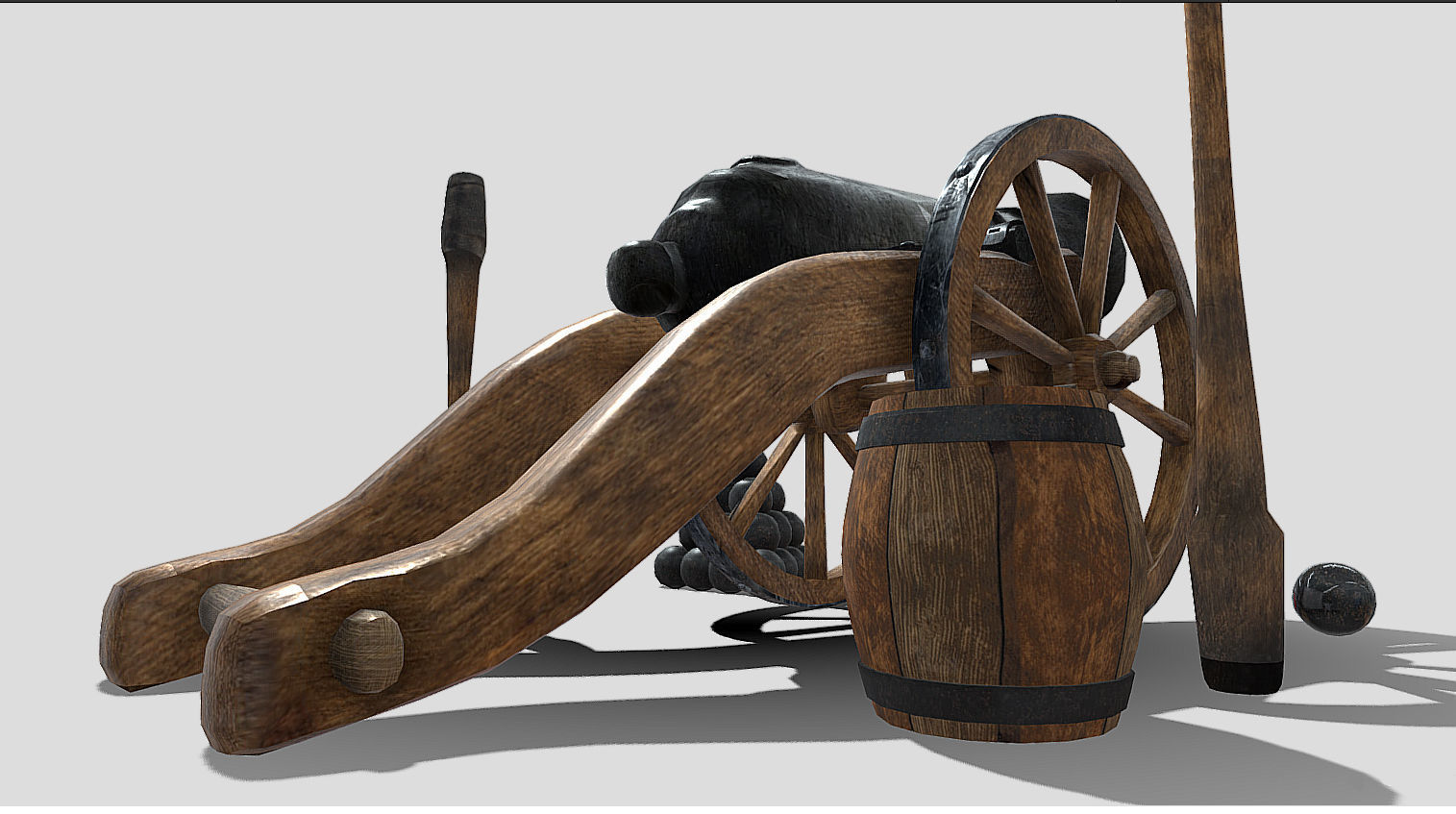 Old Iron Cannon Low-poly 3D model_13