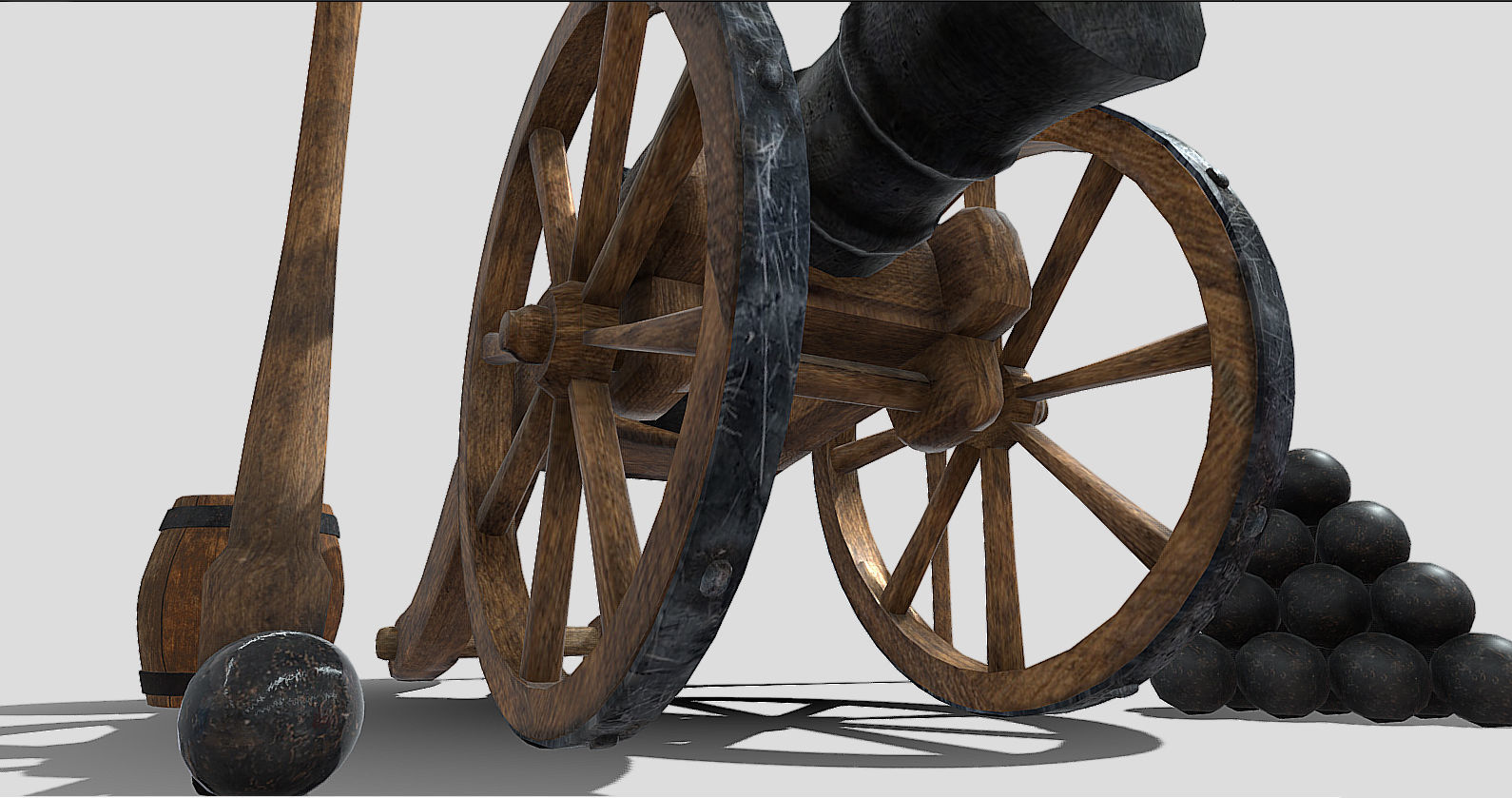 Old Iron Cannon Low-poly 3D model_7