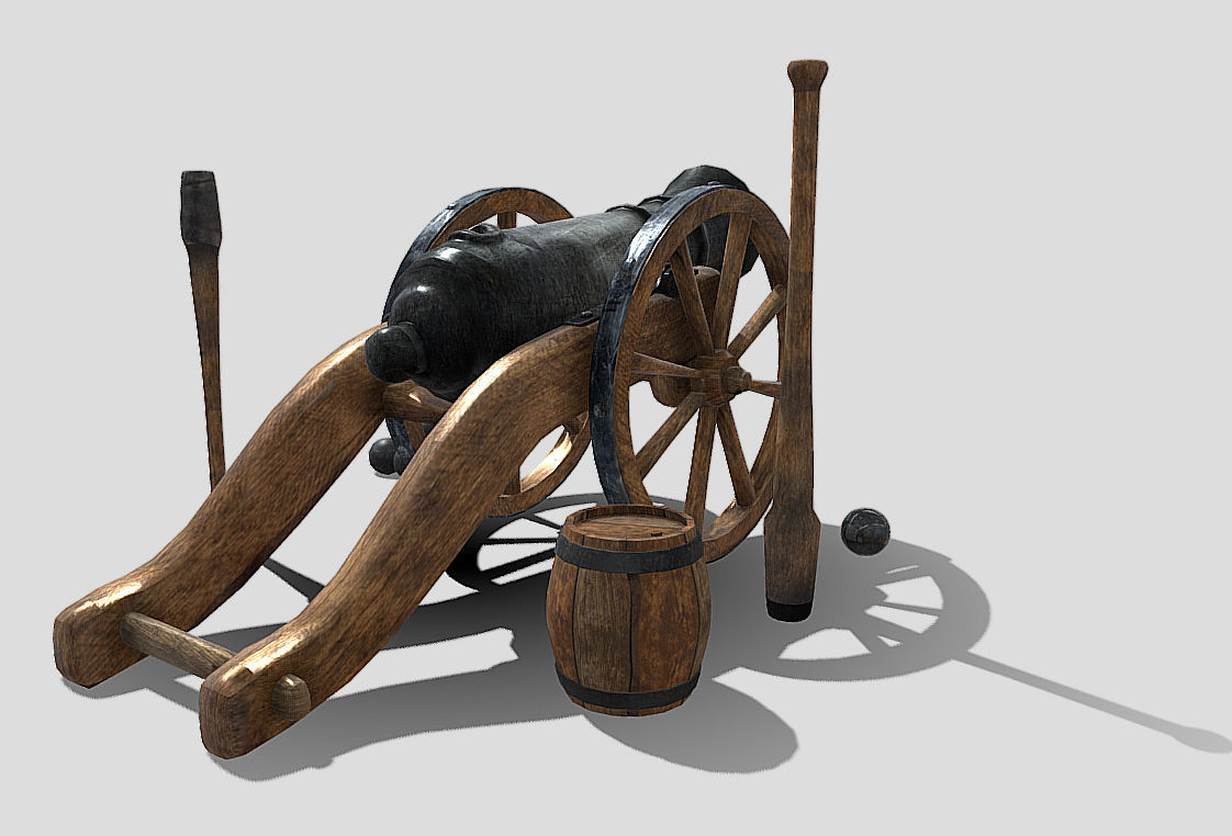 Old Iron Cannon Low-poly 3D model_5