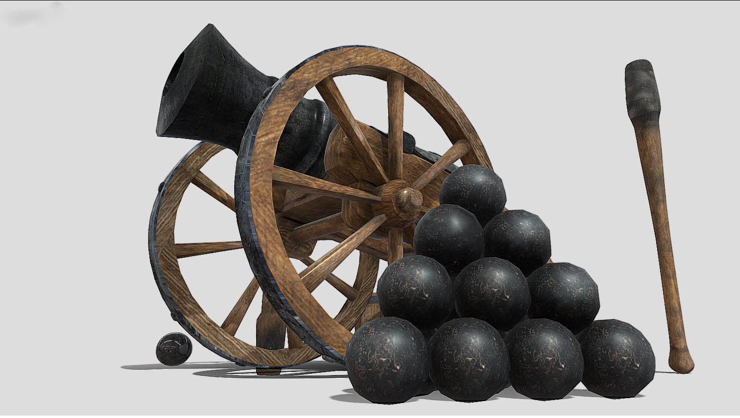 Old Iron Cannon Low-poly 3D model_8