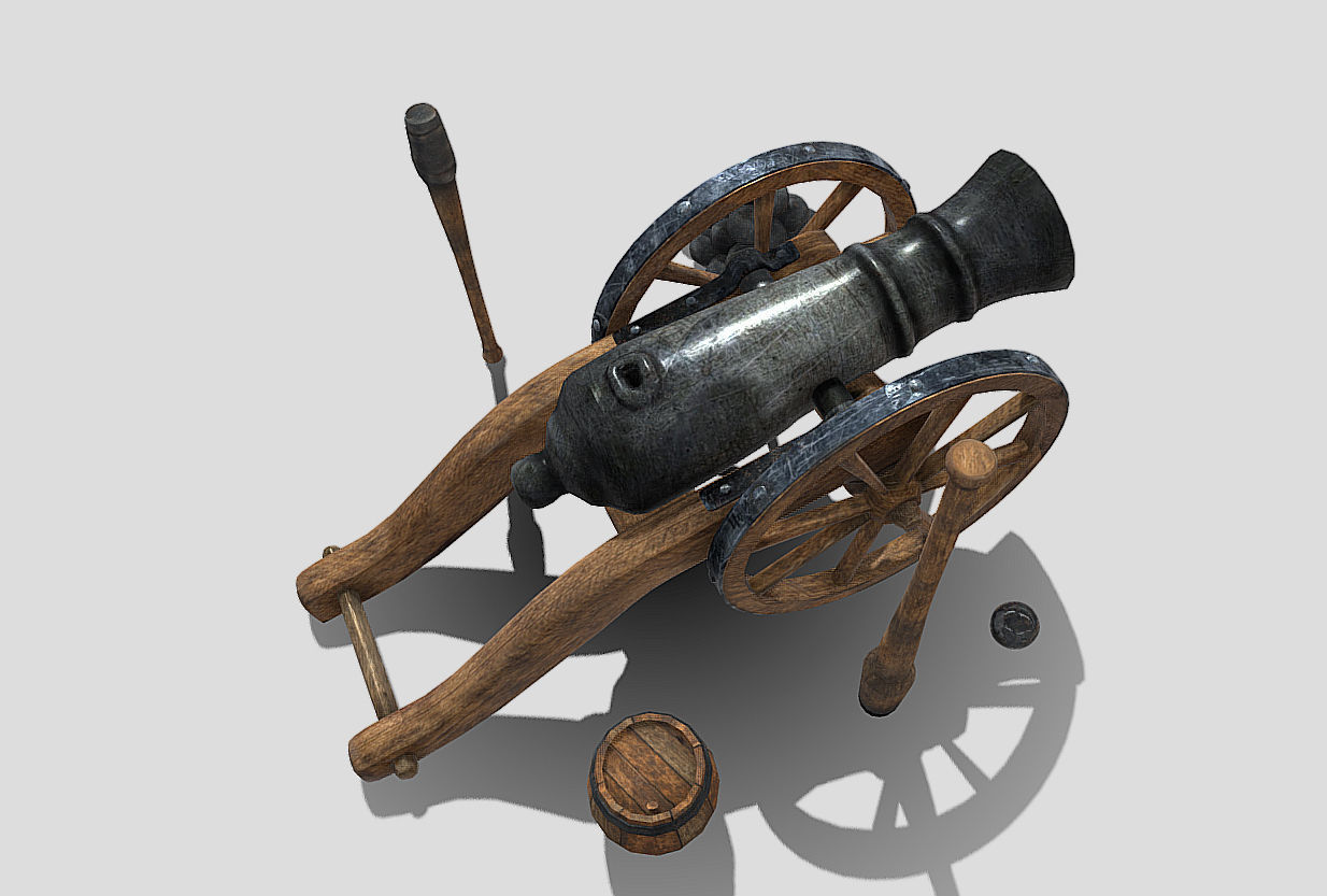 Old Iron Cannon Low-poly 3D model_14