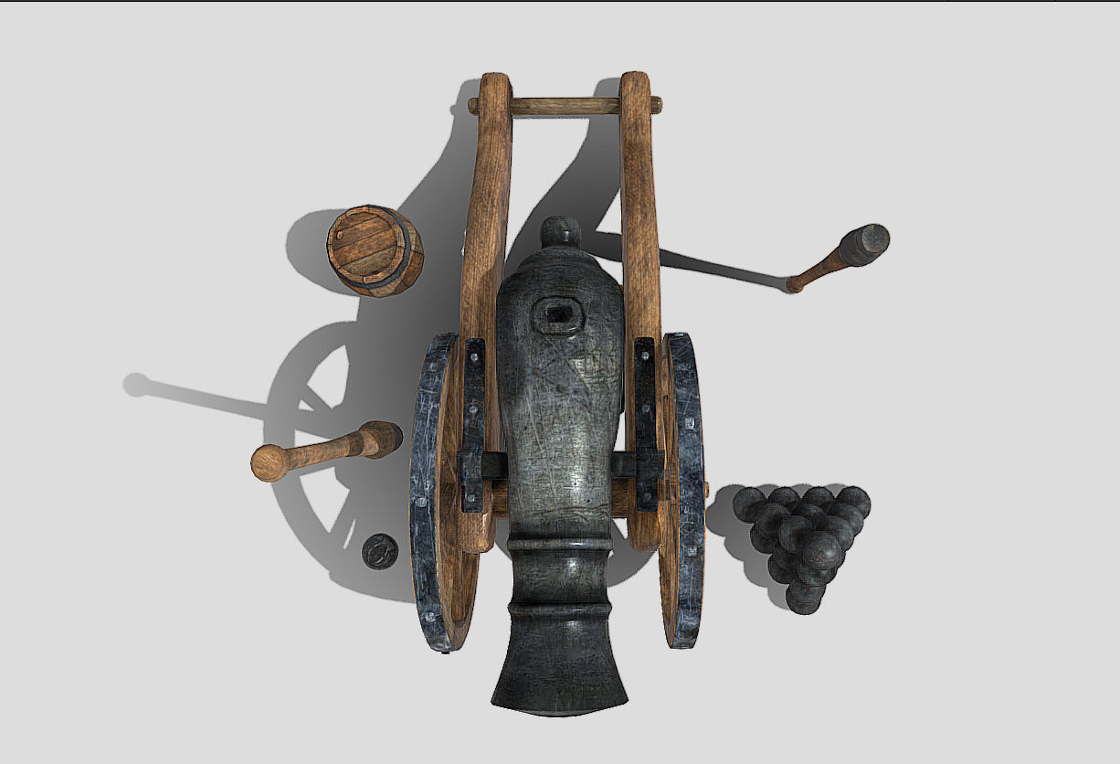Old Iron Cannon Low-poly 3D model_2