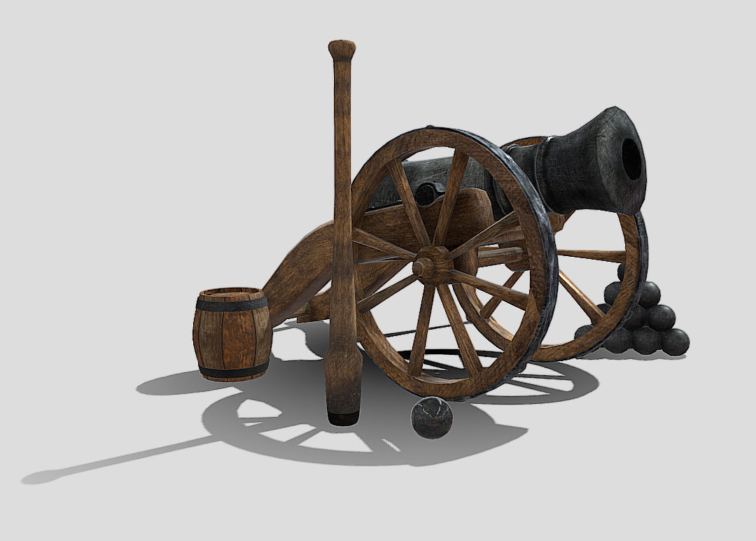 Old Iron Cannon Low-poly 3D model_17