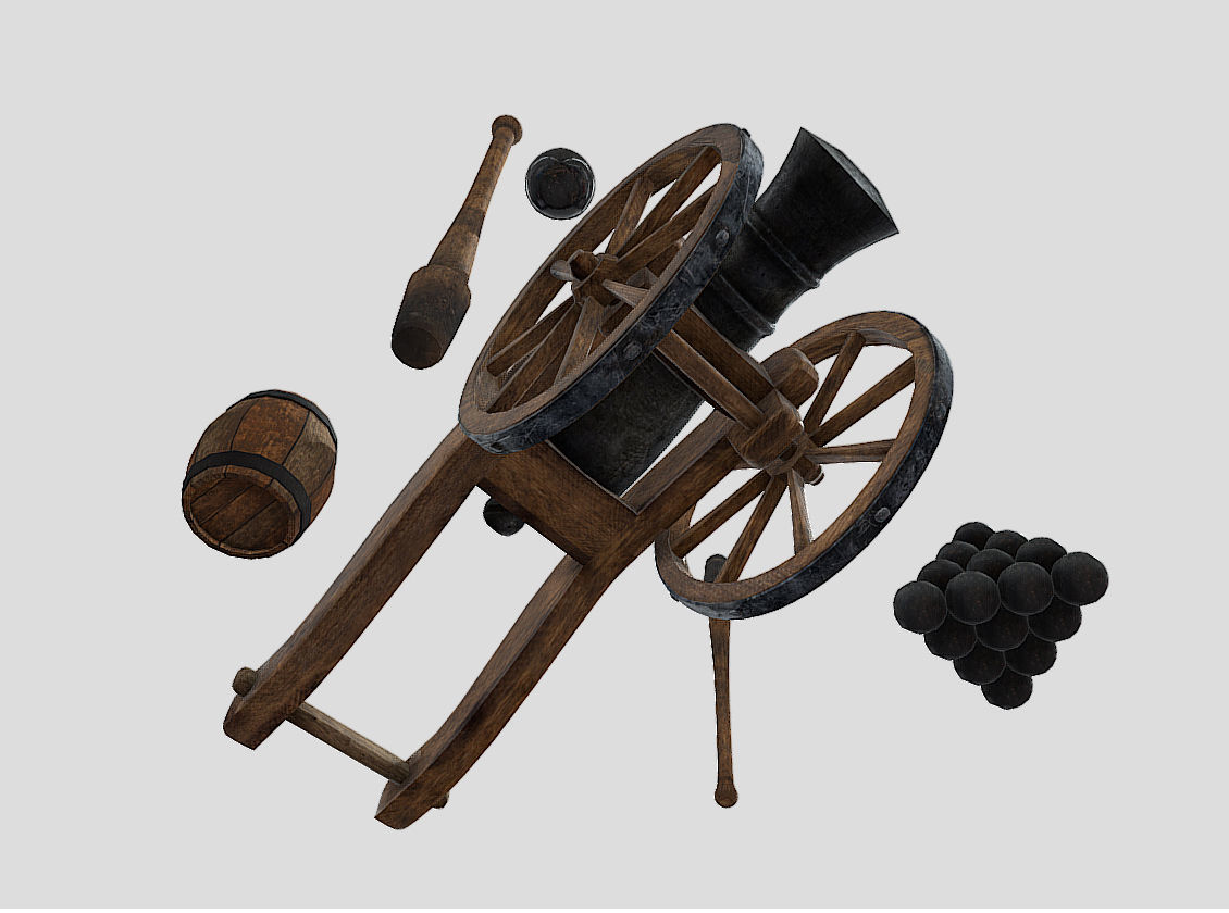 Old Iron Cannon Low-poly 3D model_3