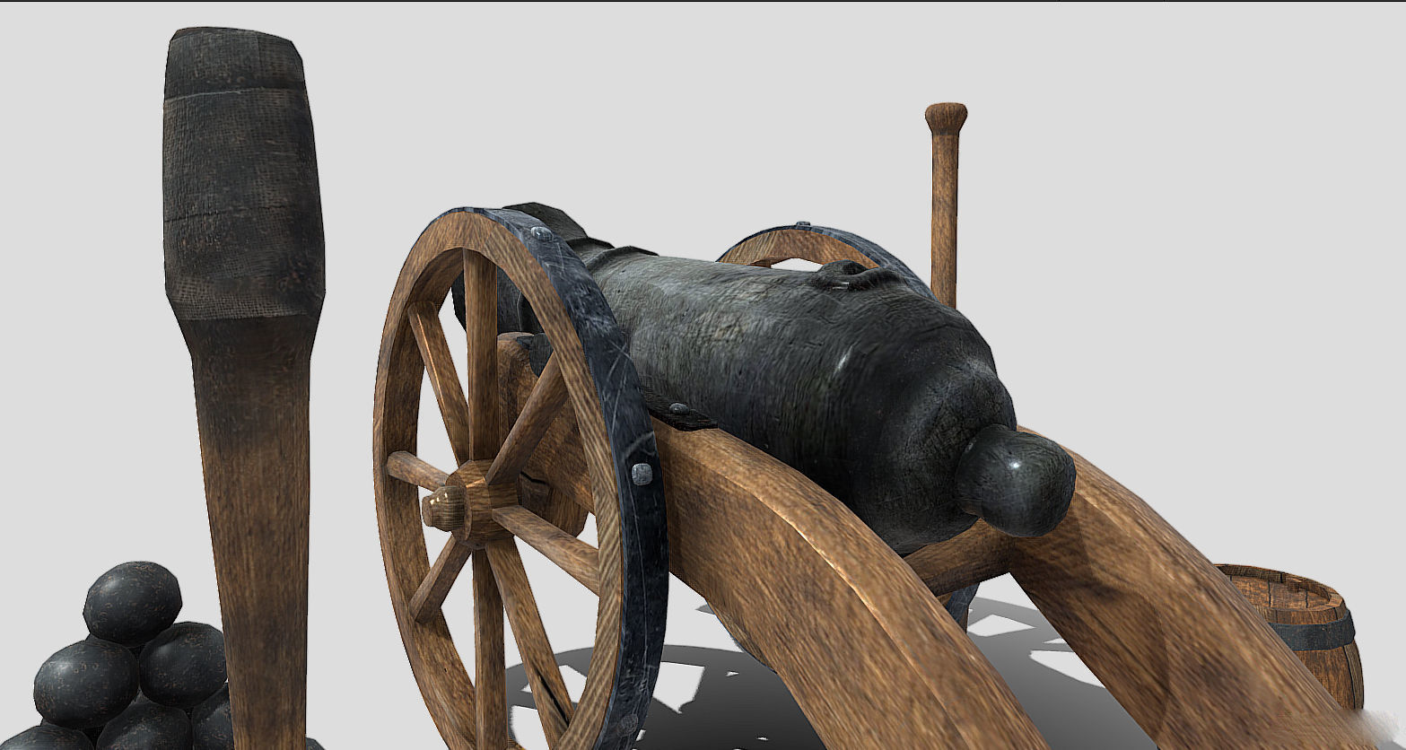 Old Iron Cannon Low-poly 3D model_4