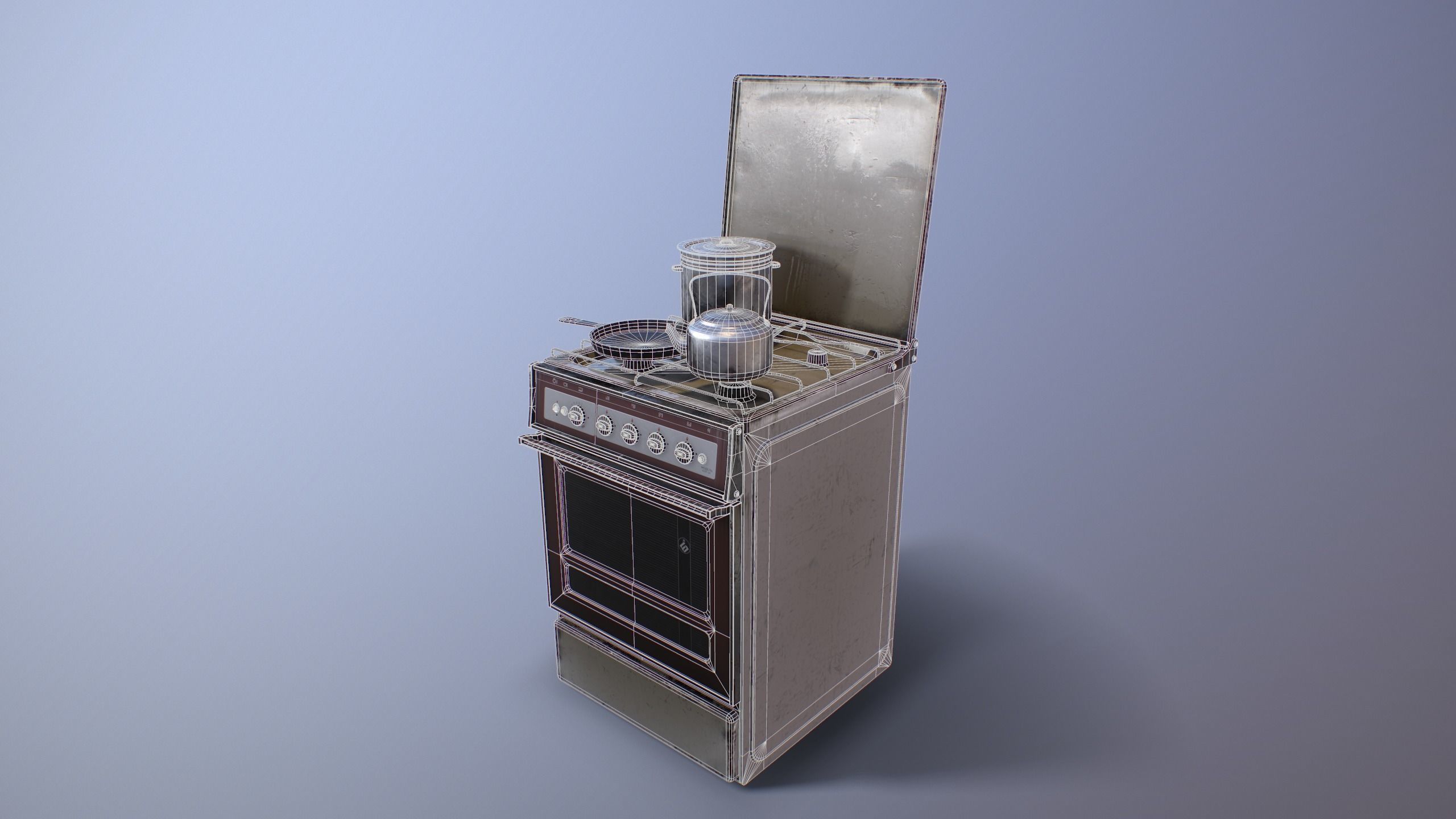 Old Soviet Russia Cooker Low-poly 3D model_4