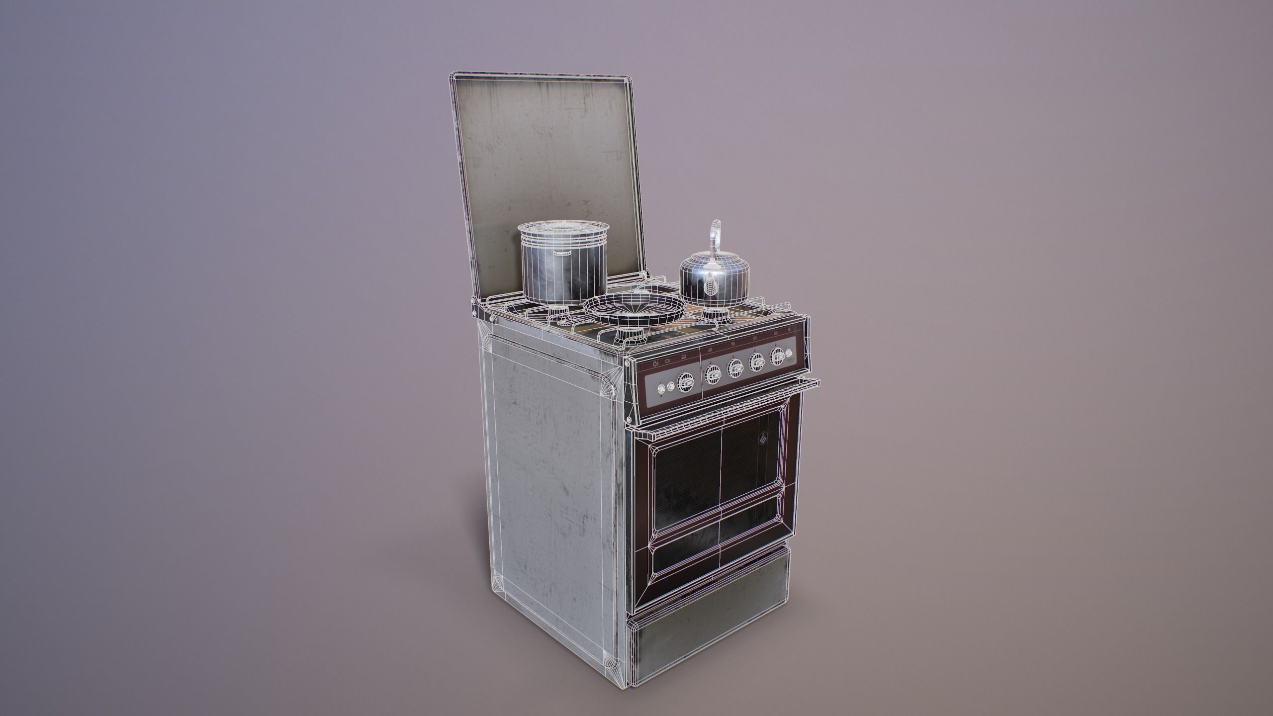 Old Soviet Russia Cooker Low-poly 3D model_2