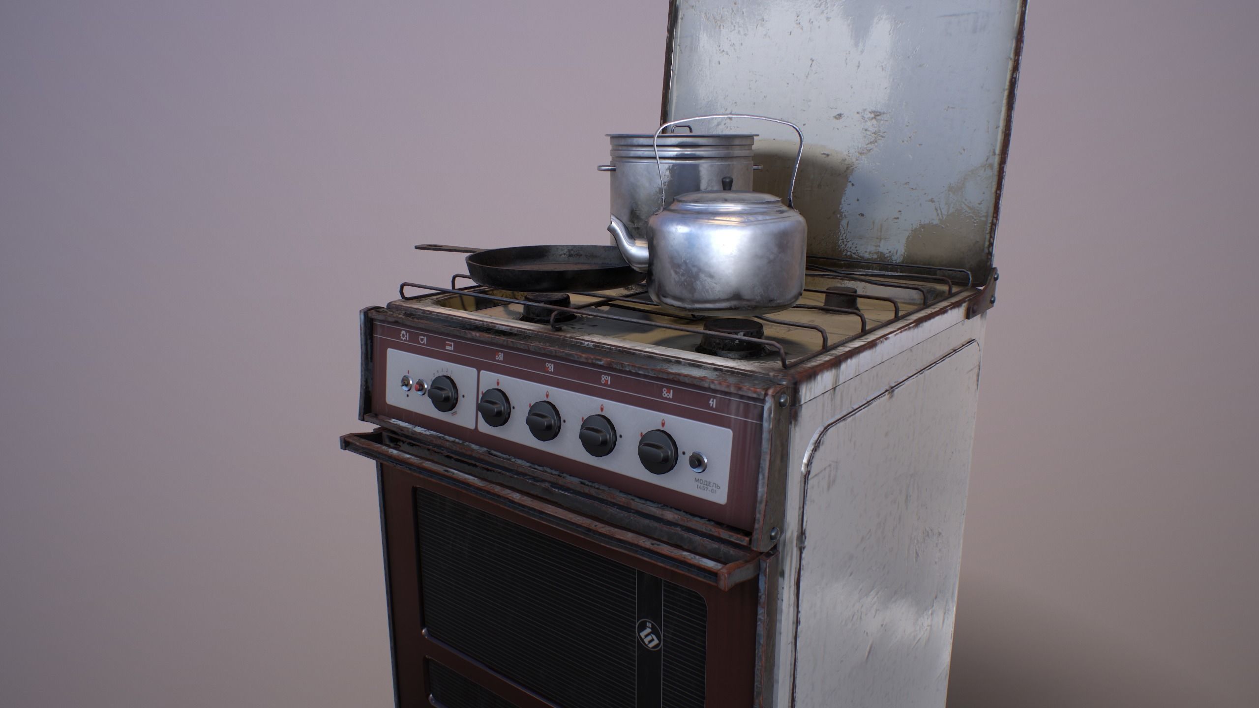 Old Soviet Russia Cooker Low-poly 3D model_9