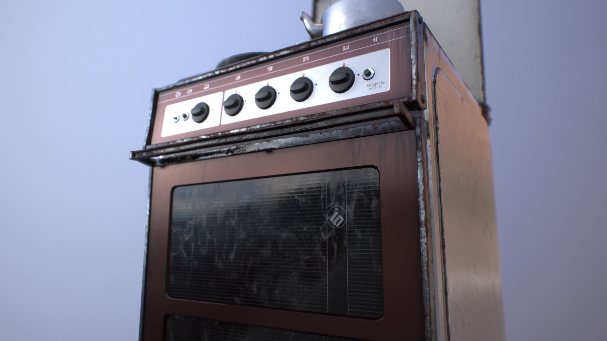 Old Soviet Russia Cooker Low-poly 3D model_15