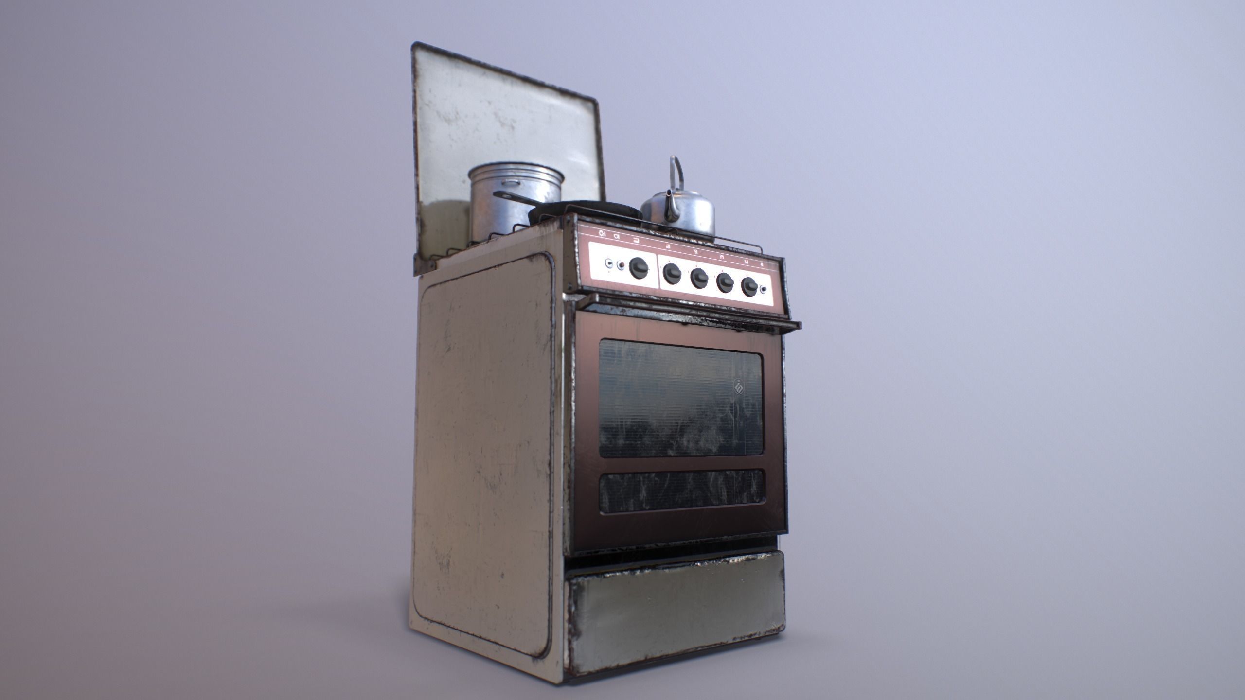 Old Soviet Russia Cooker Low-poly 3D model_17