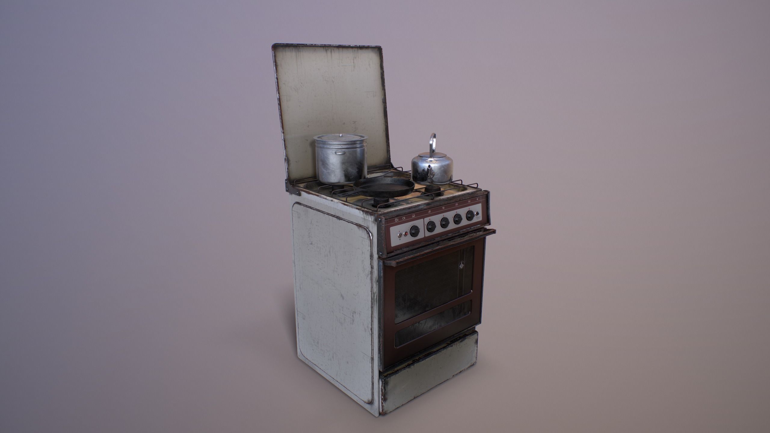 Old Soviet Russia Cooker Low-poly 3D model_0