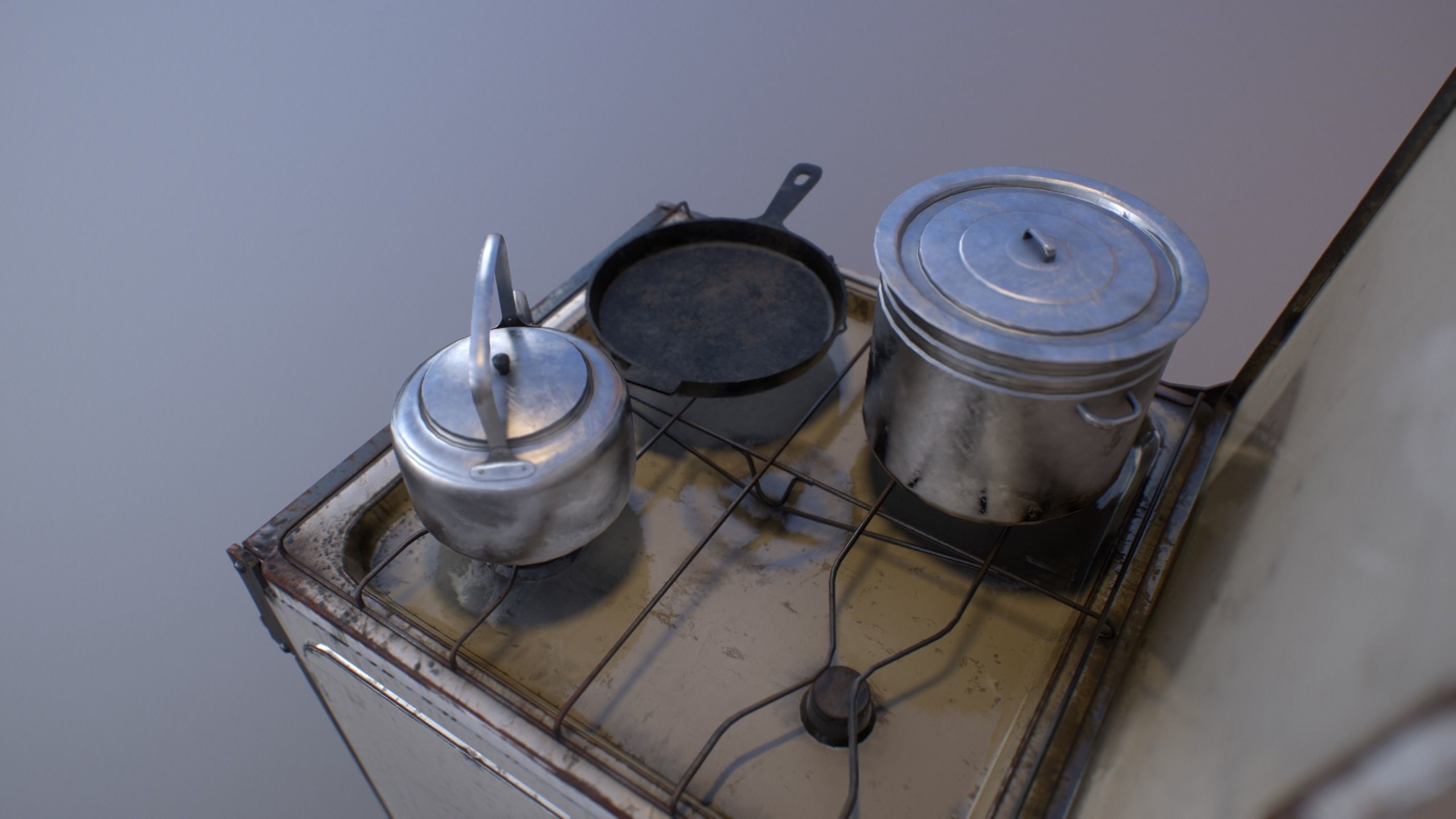 Old Soviet Russia Cooker Low-poly 3D model_16