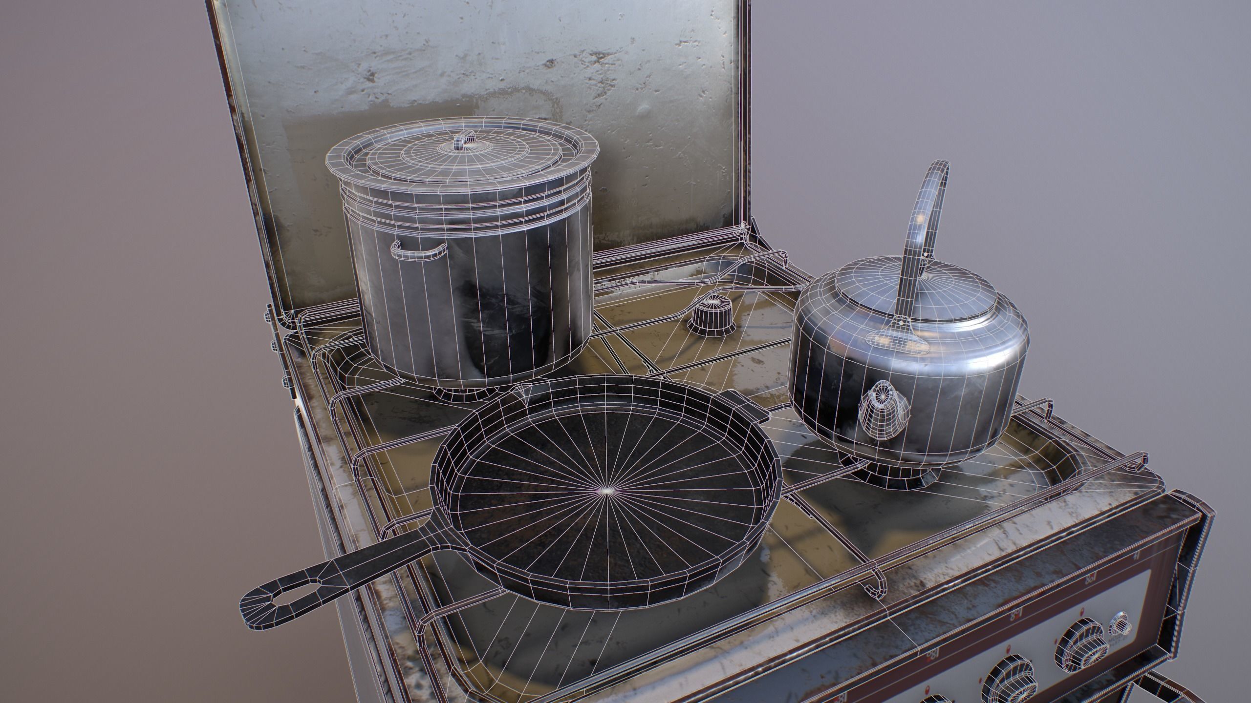Old Soviet Russia Cooker Low-poly 3D model_14