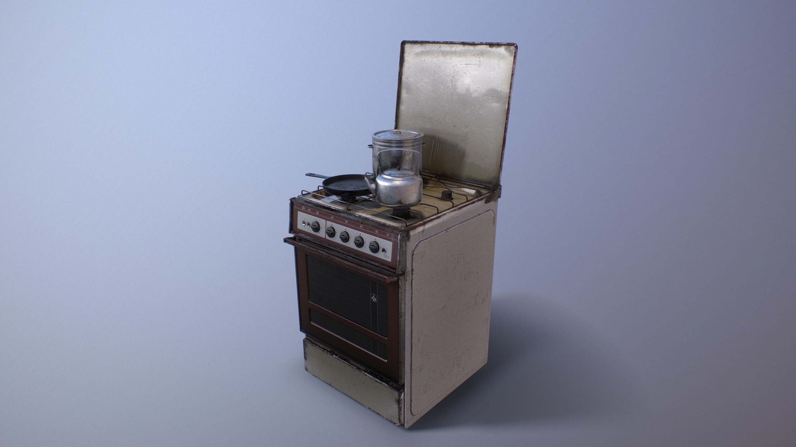 Old Soviet Russia Cooker Low-poly 3D model_3