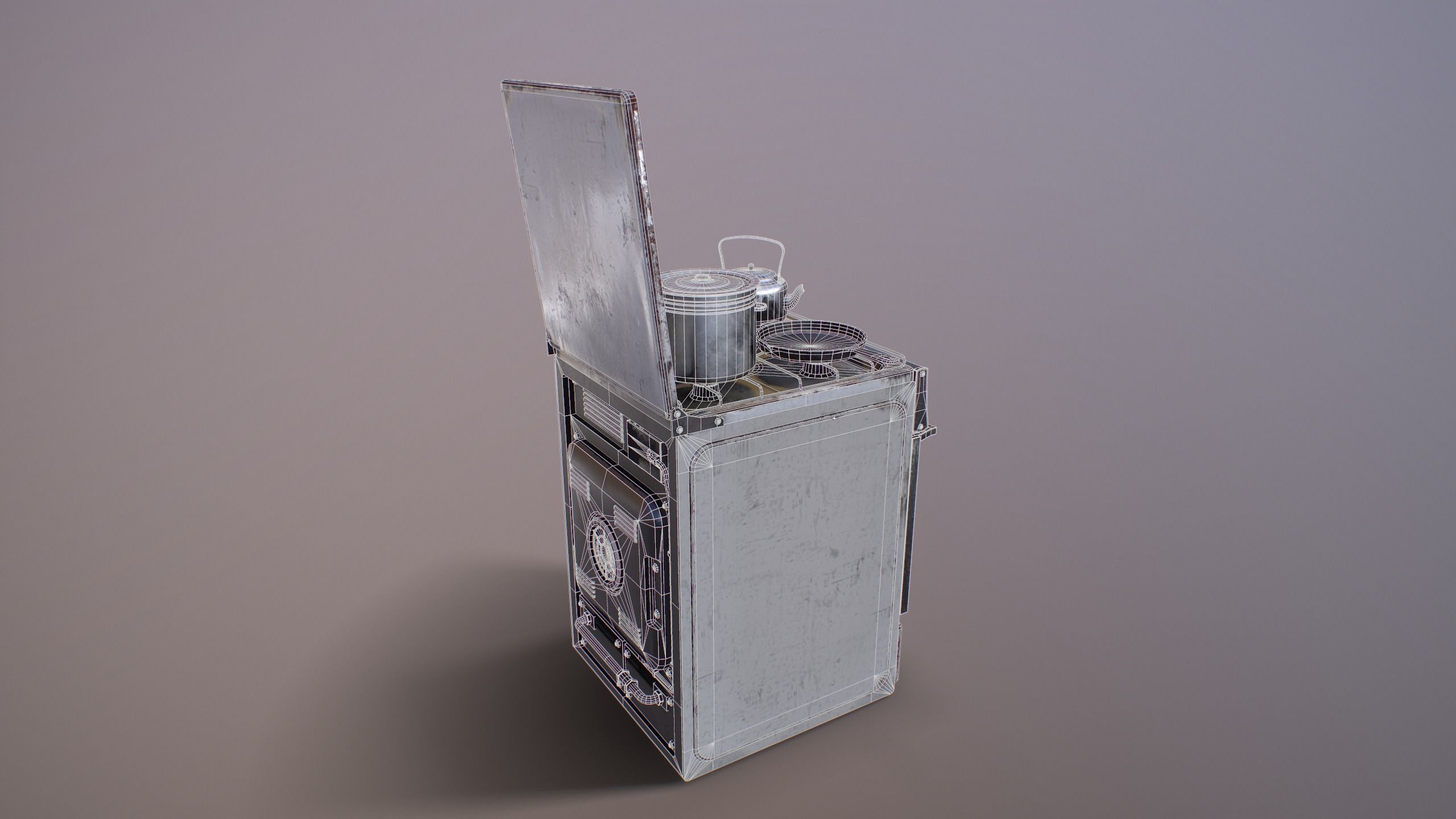 Old Soviet Russia Cooker Low-poly 3D model_8