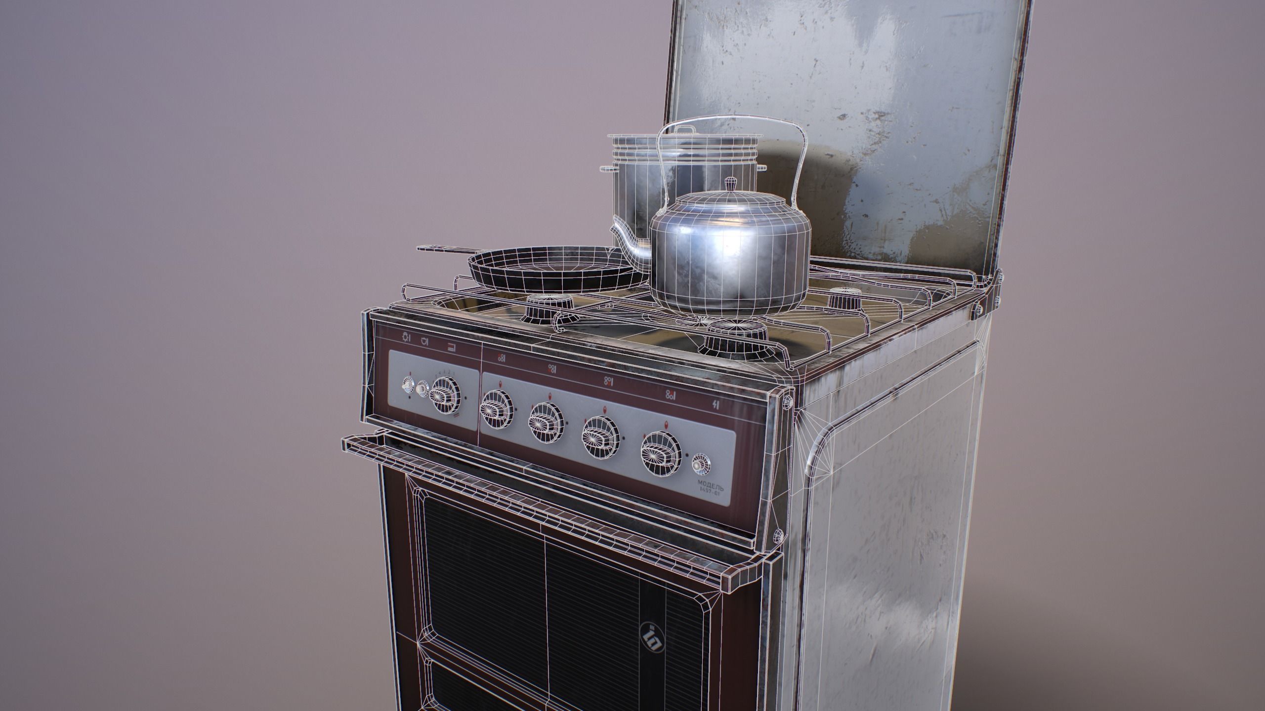 Old Soviet Russia Cooker Low-poly 3D model_10