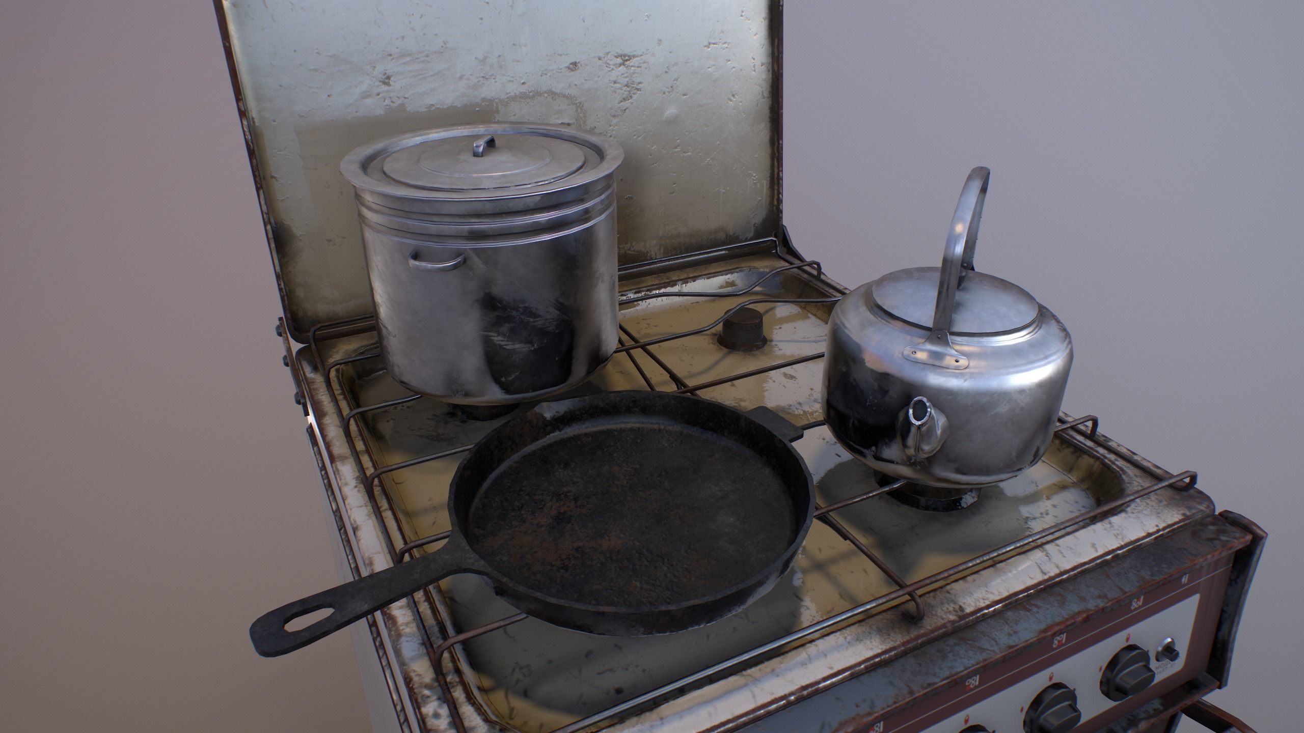 Old Soviet Russia Cooker Low-poly 3D model_13