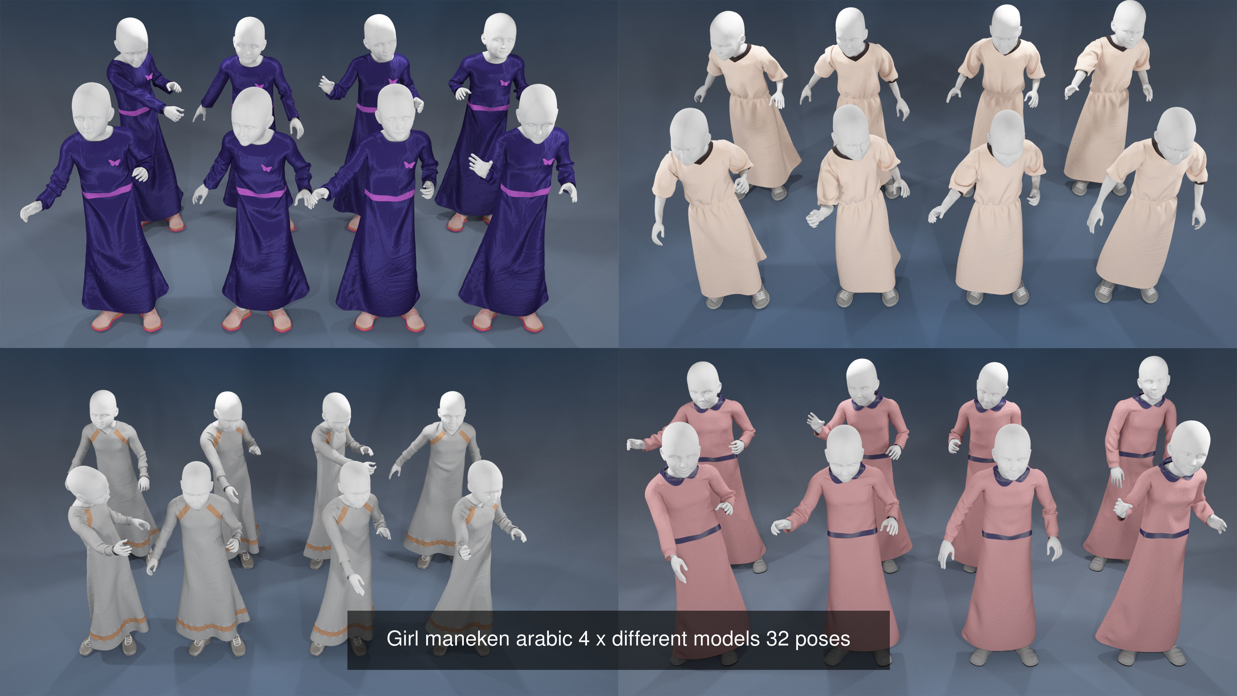 Arabic mennequin 16 x different models 128 poses 3D Model Collection_5
