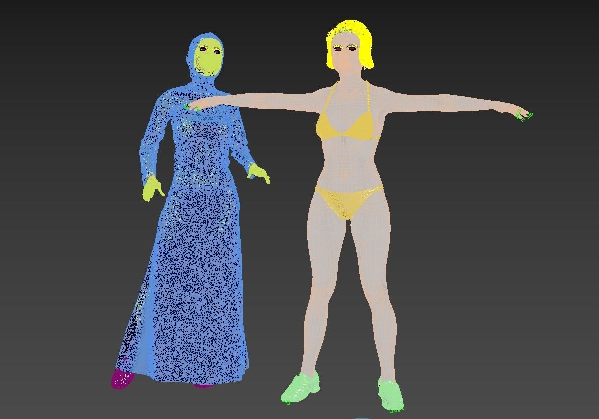 Arabic mennequin 16 x different models 128 poses 3D Model Collection_44