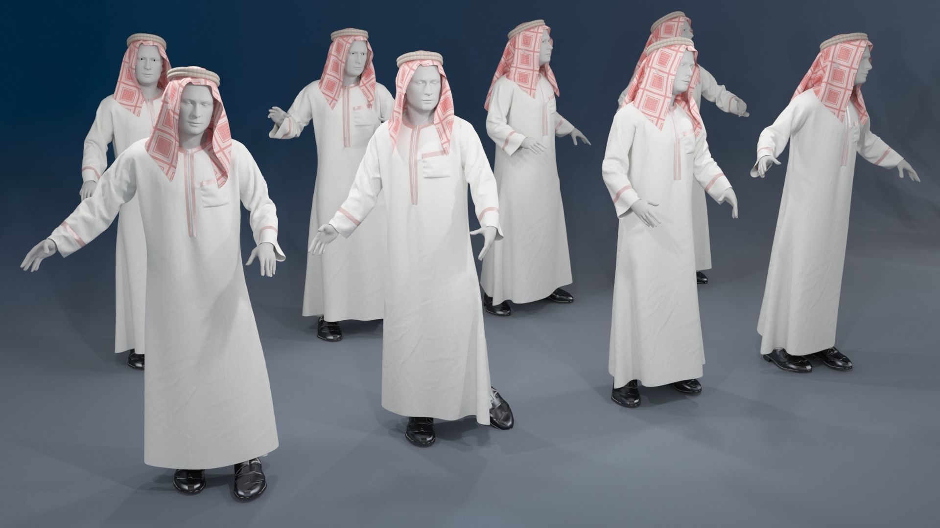 Arabic mennequin 16 x different models 128 poses 3D Model Collection_28