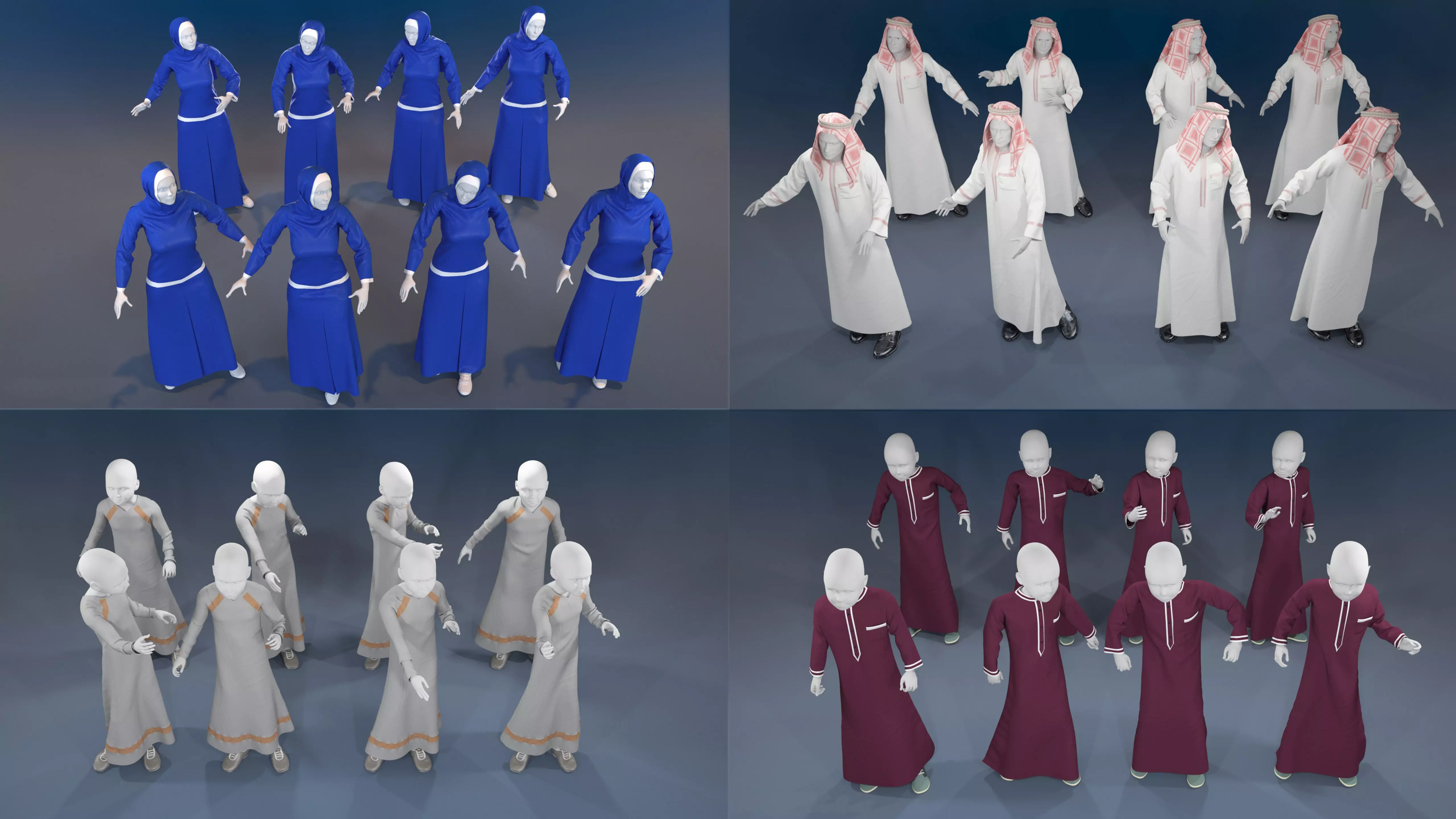 Arabic mennequin 16 x different models 128 poses 3D Model Collection_0