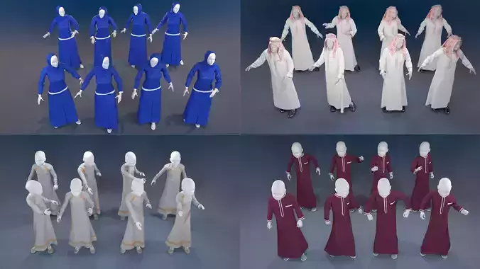 Arabic mennequin 16 x different models 128 poses 3D Model Collection