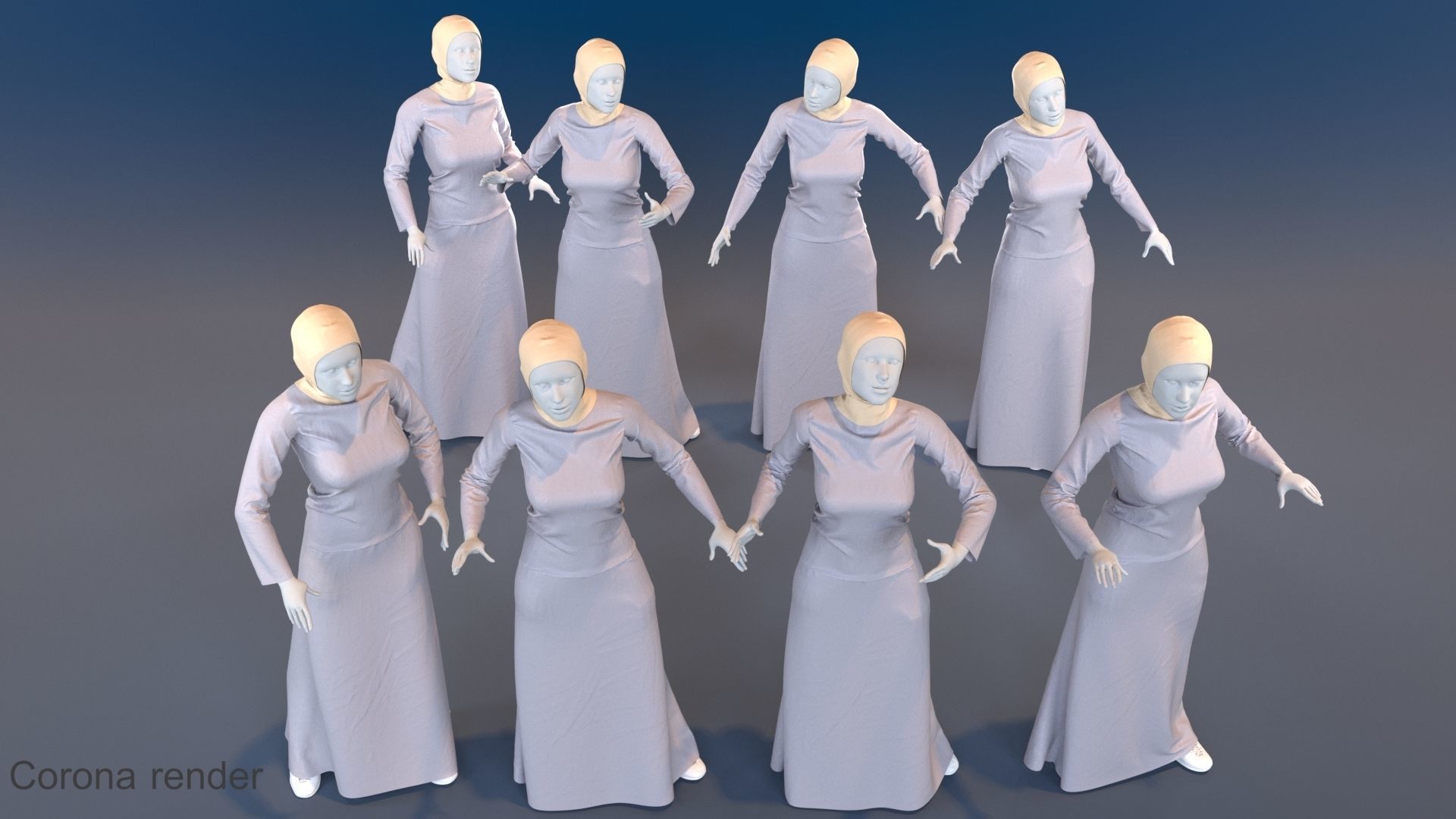 Arabic mennequin 16 x different models 128 poses 3D Model Collection_38